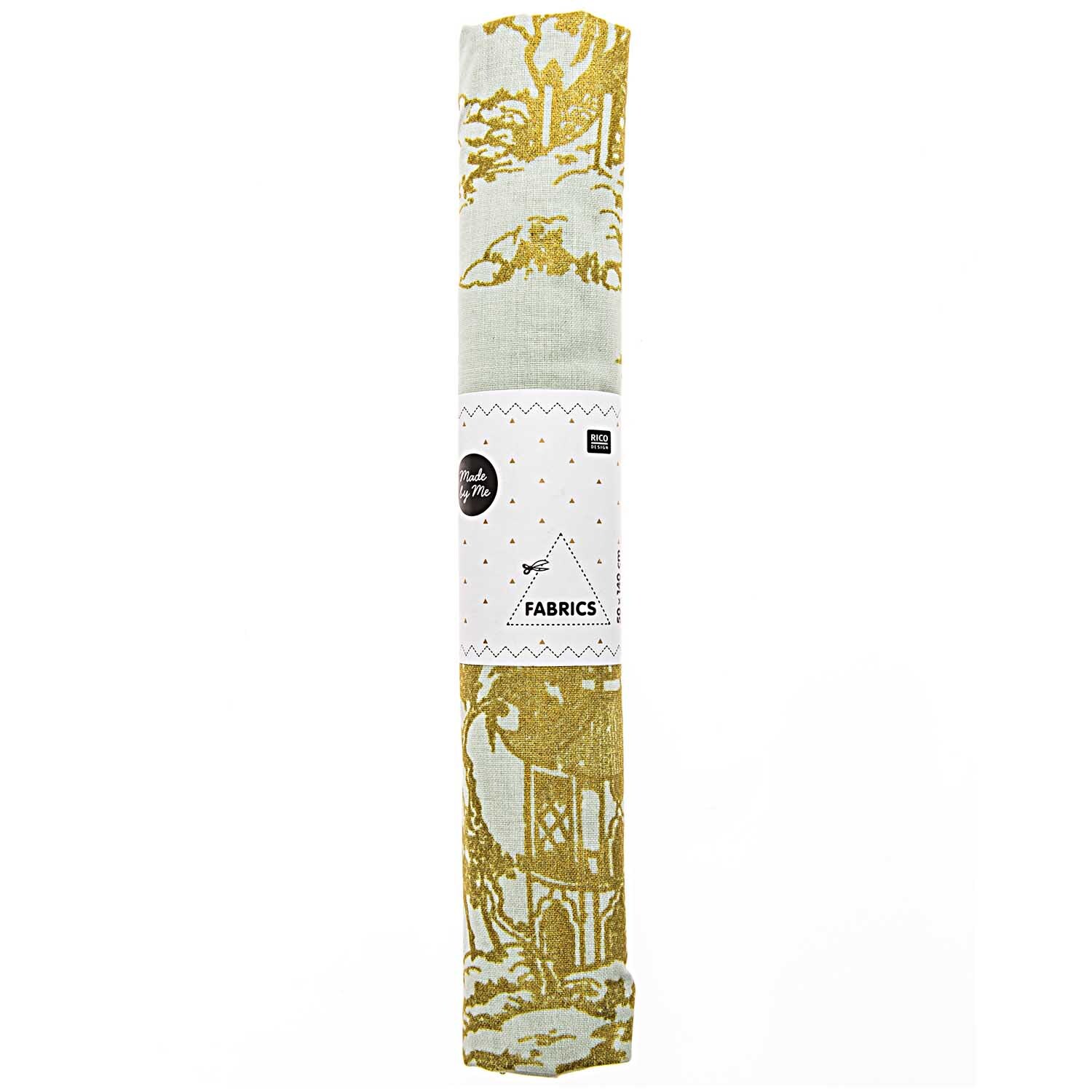 Stoff japanische Häuser mint-gold 50x140cm Stoff japanische Häuser mint-gold 50x140cm