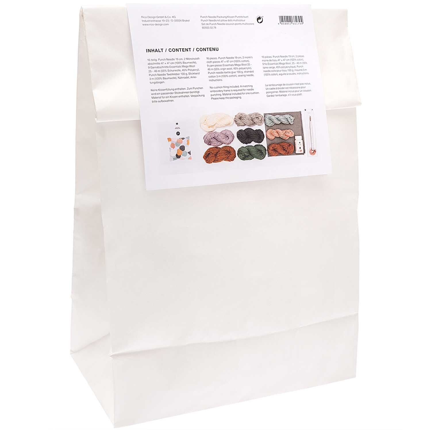 Punch Needle Packung Kissen Punkte bunt inkl. Punch Needle Punch Needle Packung Kissen Punkte bunt inkl. Punch Needle