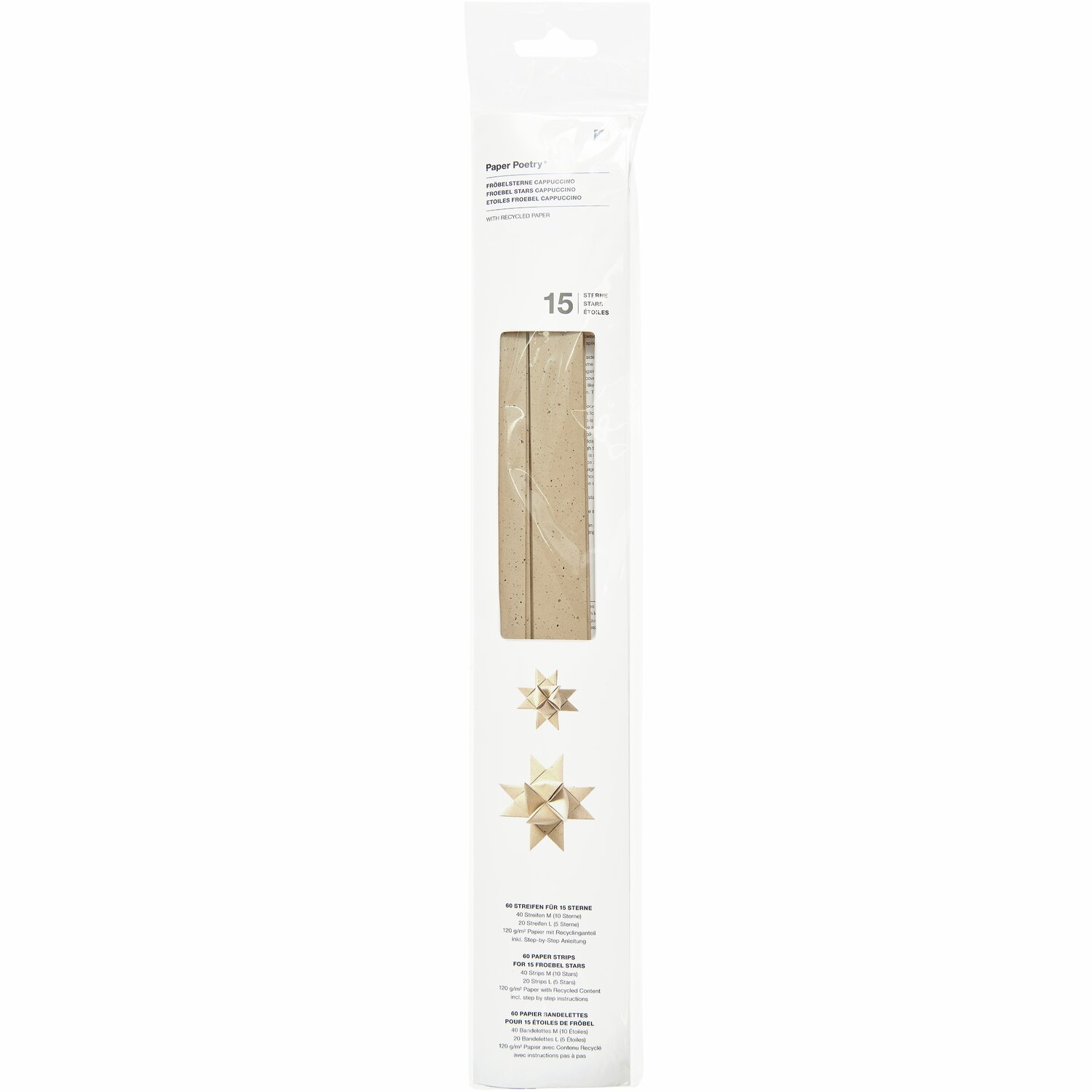 Paper Poetry Fröbelstreifen mit Recyclingpapier 60 Stück 120g/m² Farbe Cappuccino von Rico Design