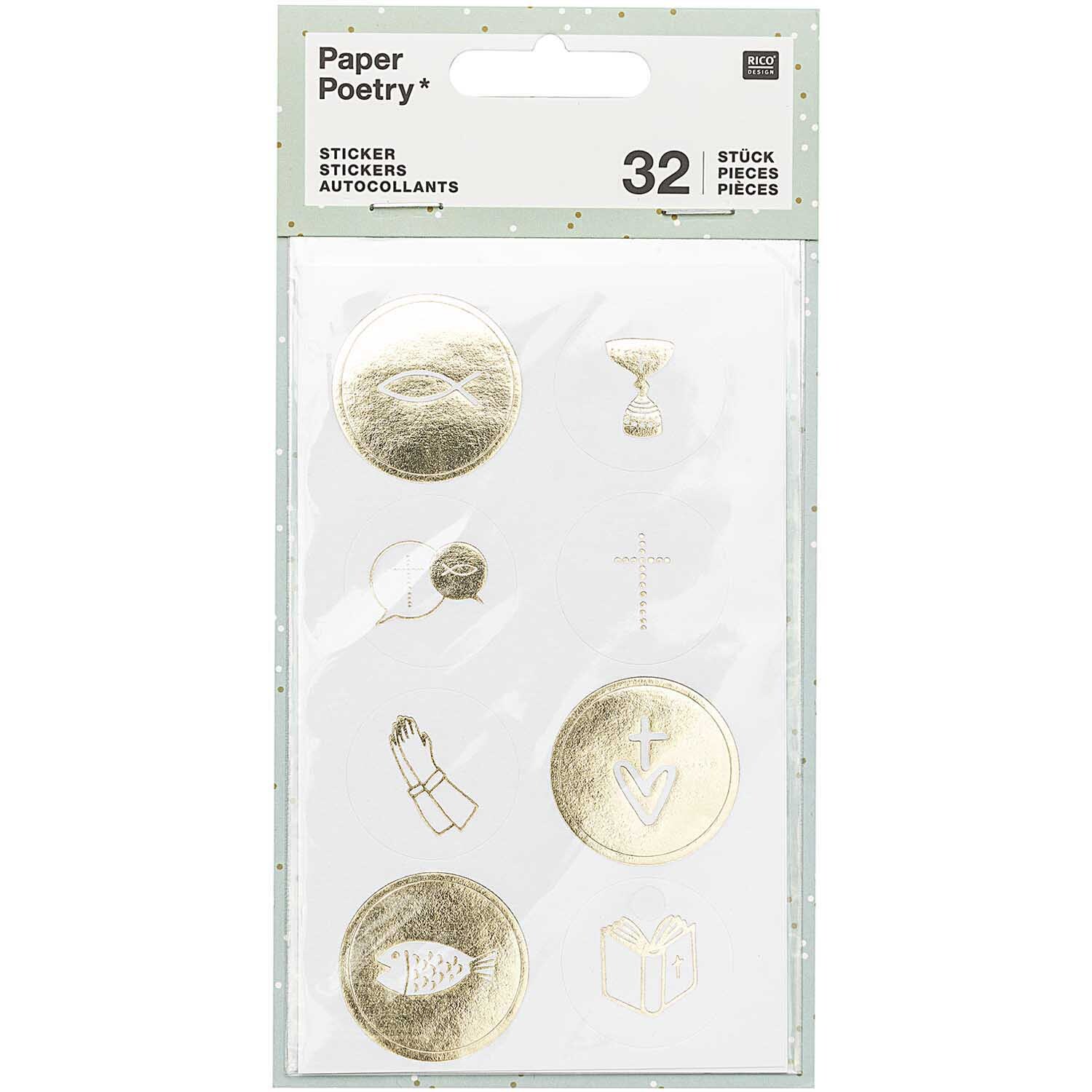 Paper Poetry Sticker Kommunion und Konfirmation gold 4 Blatt Paper Poetry Sticker Kommunion und Konfirmation gold 4 Blatt