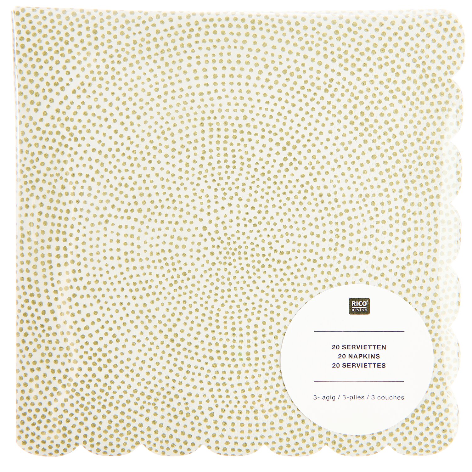 Servietten Pünktchen Gold 20 Stück 32x31,5cm von Rico Design