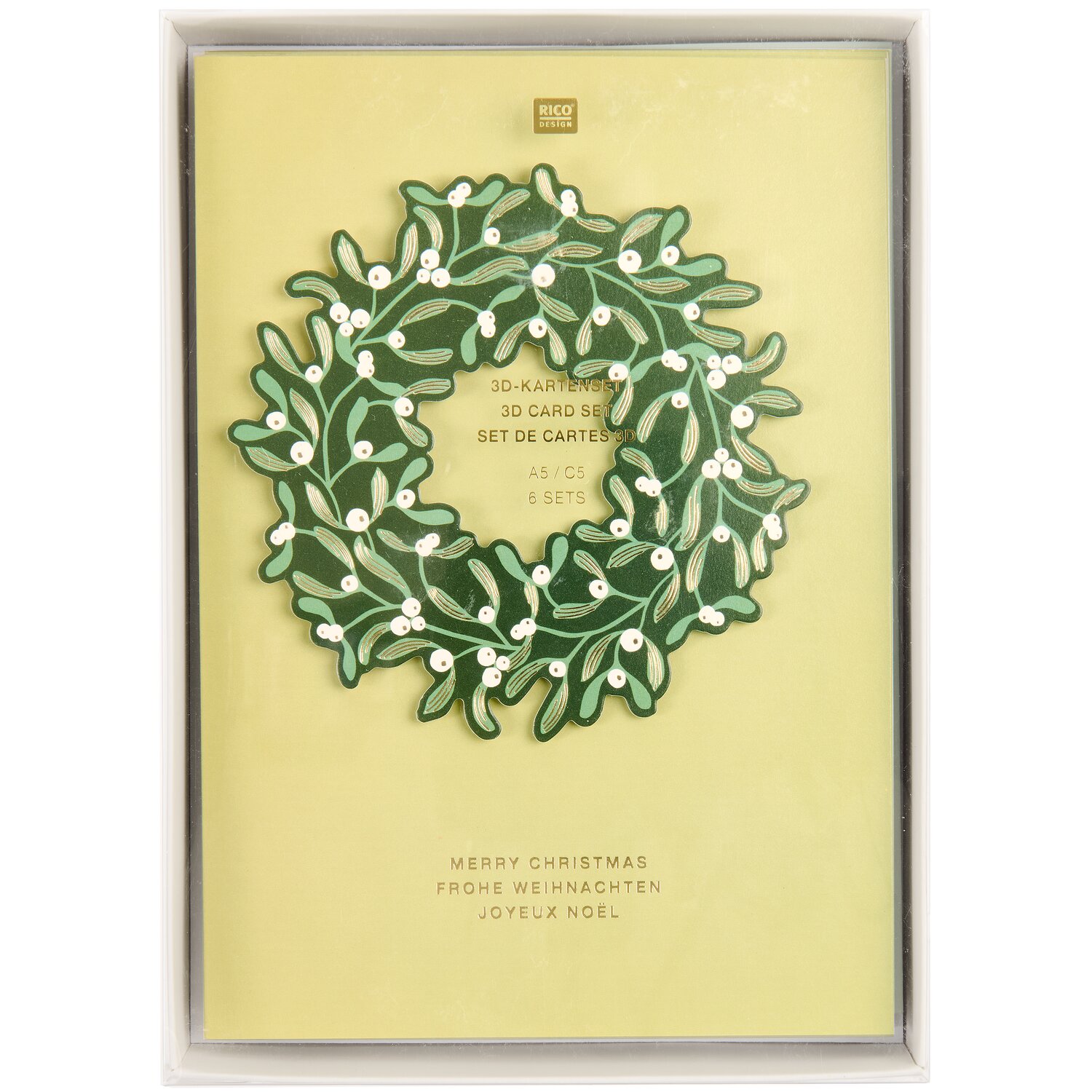  3D-Kartenset A5 Advent Kranz Mint/Gold von Rico Design