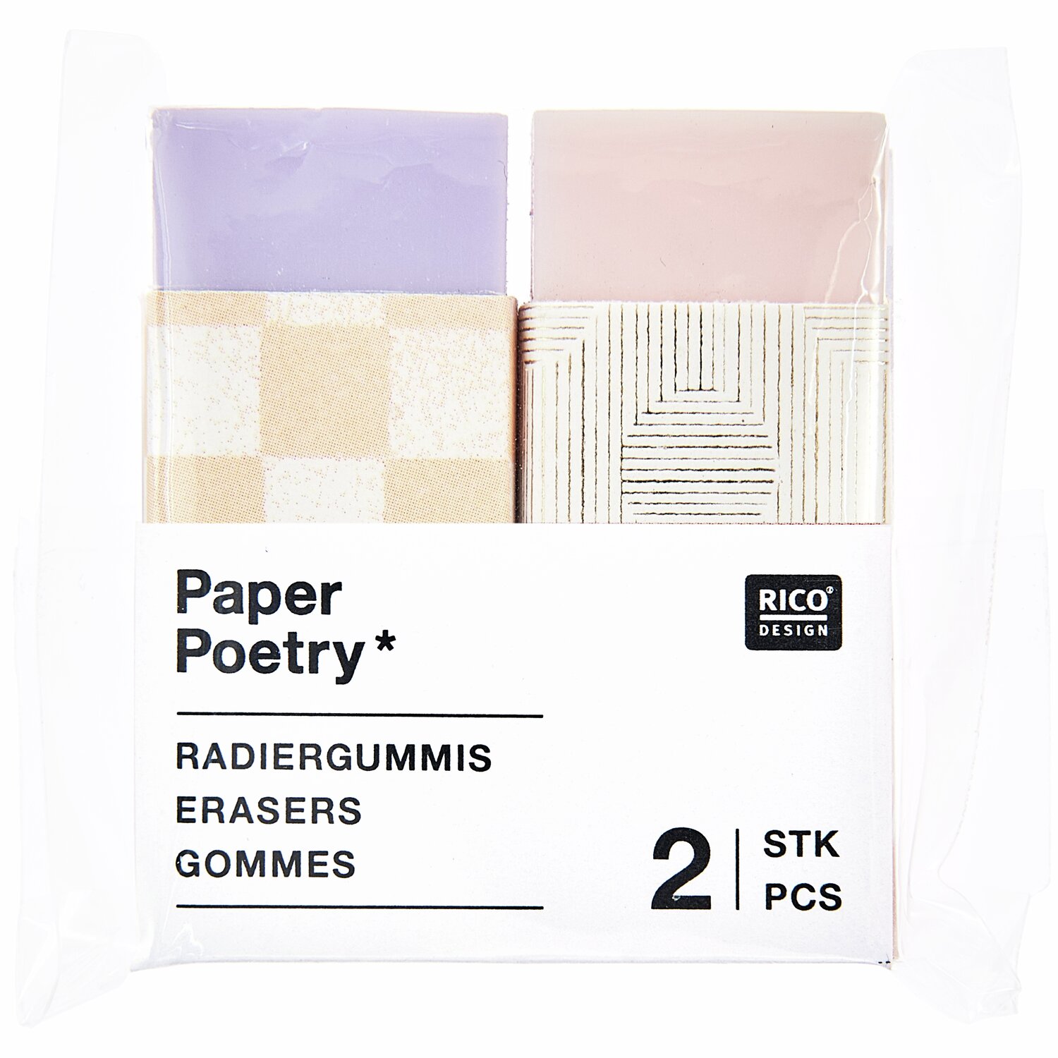 Paper Poetry Radiergummi Set Rosa/Lila 2 Stück 10x18x45mm von Rico Design