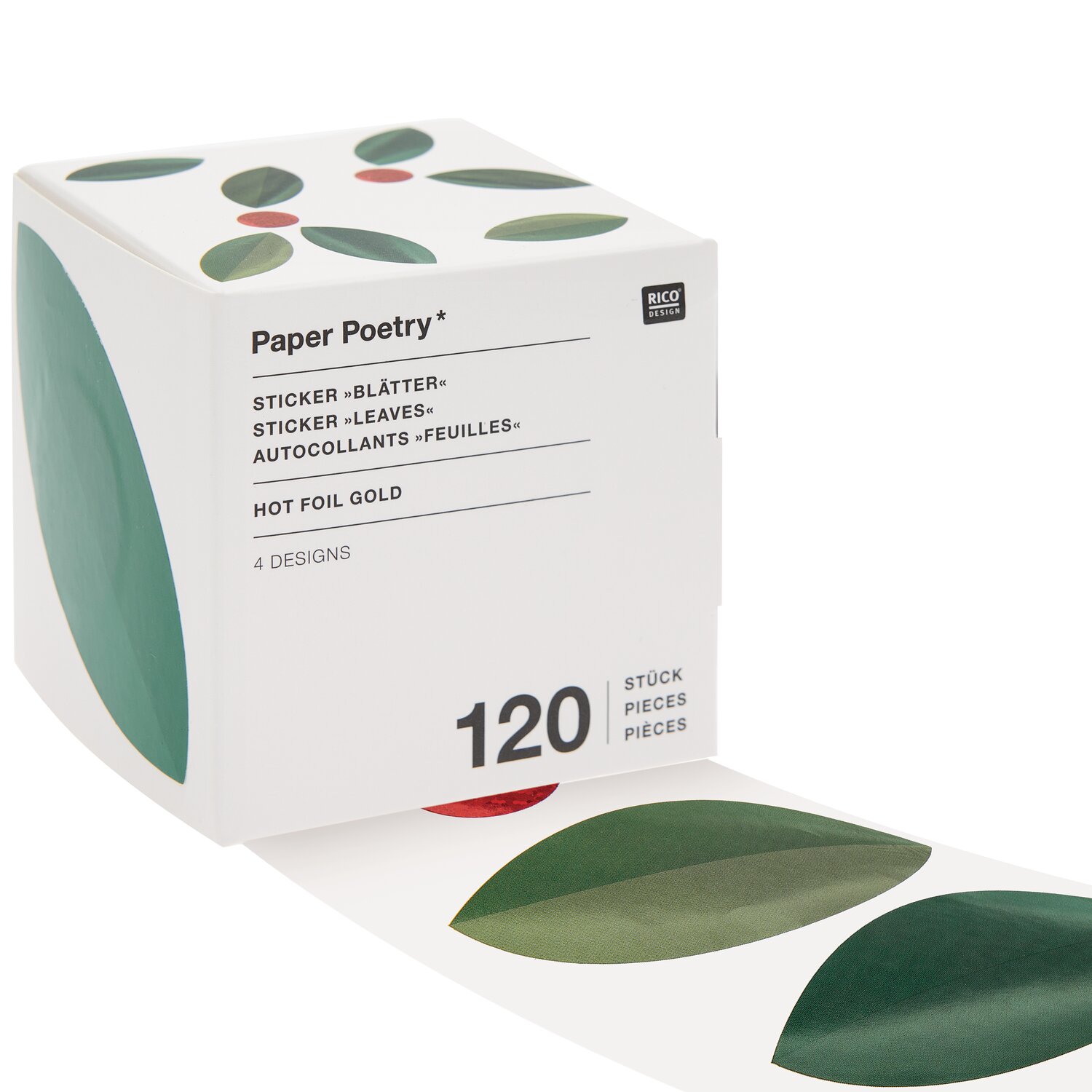 Paper Poetry Sticker Blätter 5,5cm 120 Stück auf der Rolle von Rico Design