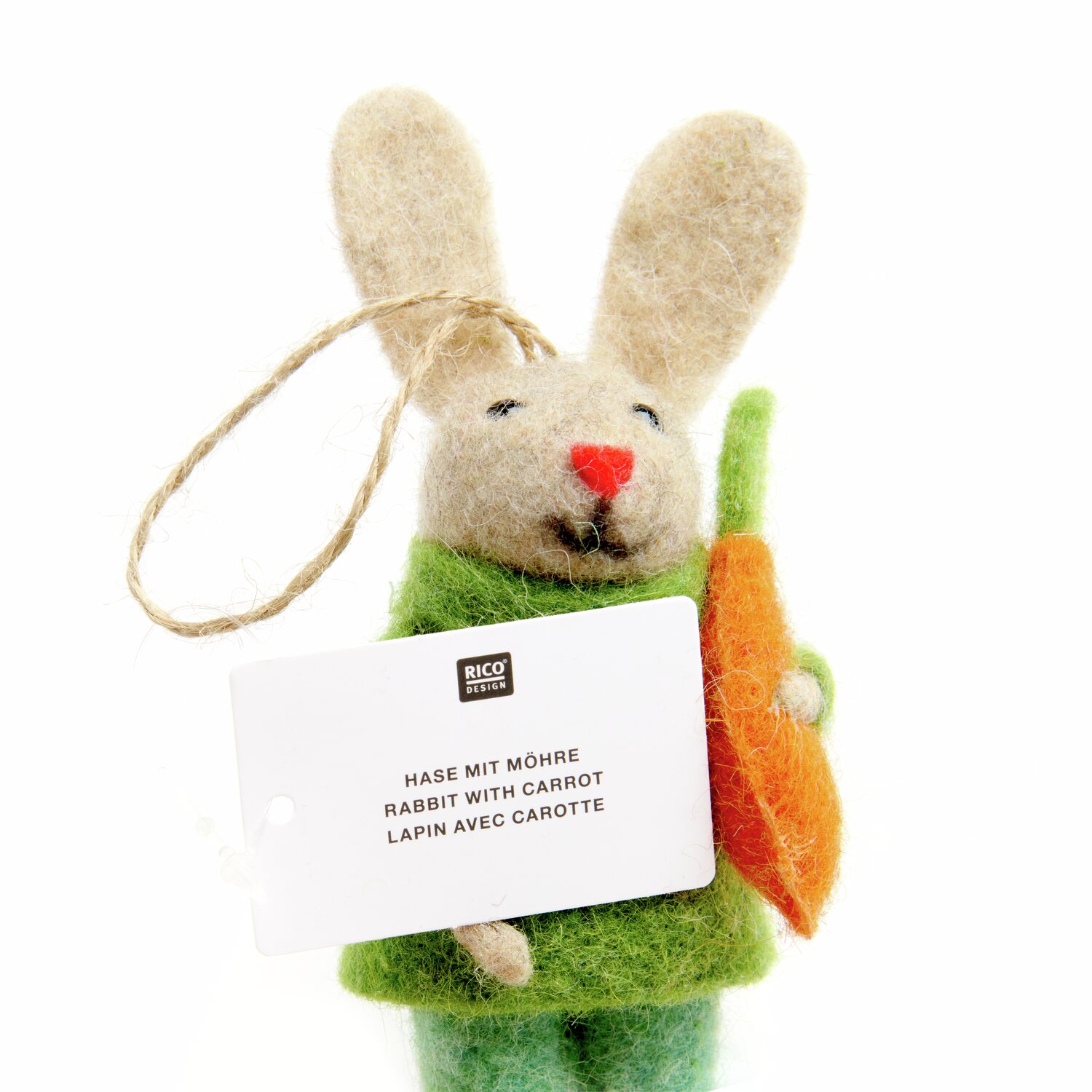 Aufhänger Filz-Hase mit Pulli und Möhre 14x7x3cm von Rico Design