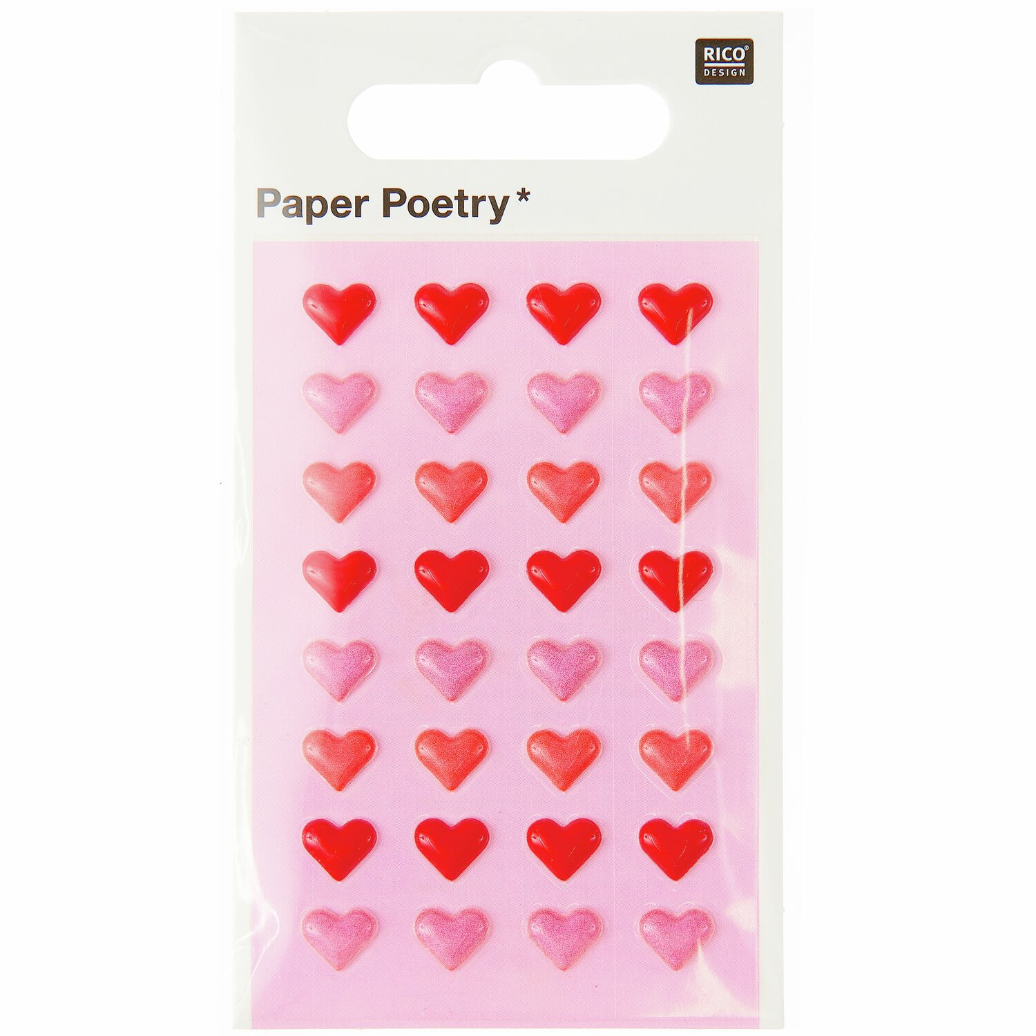Paper Poetry Mini Puffy Sticker Herzen 32-teilig von Rico Design