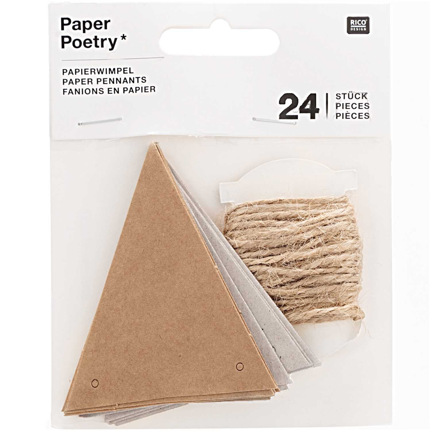 Paper Poetry Papierwimpel Kraftpapier-Graukarton 6,5x7,5cm 24 Stück Paper Poetry Papierwimpel Kraftpapier-Graukarton 6,5x7,5cm 24 Stück