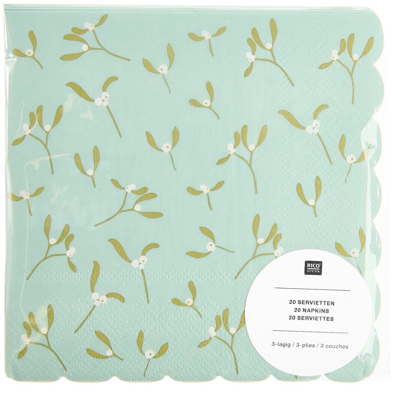 Servietten Mistelzweige Farbe Salbei von Rico Design