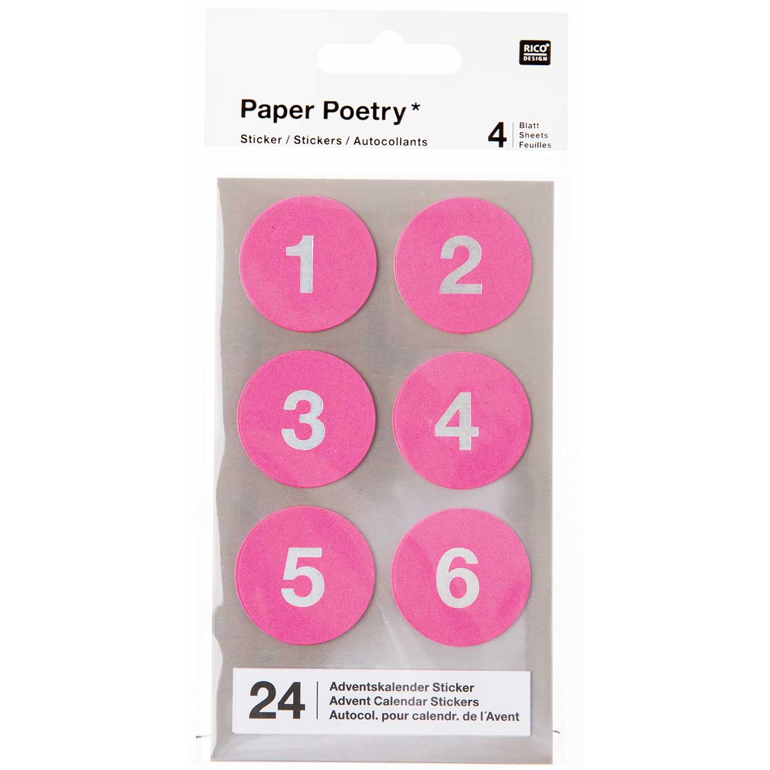 Paper Poetry Adventskalender Sticker Zahlen 1-24 Paper Poetry Adventskalender Sticker Zahlen 1-24