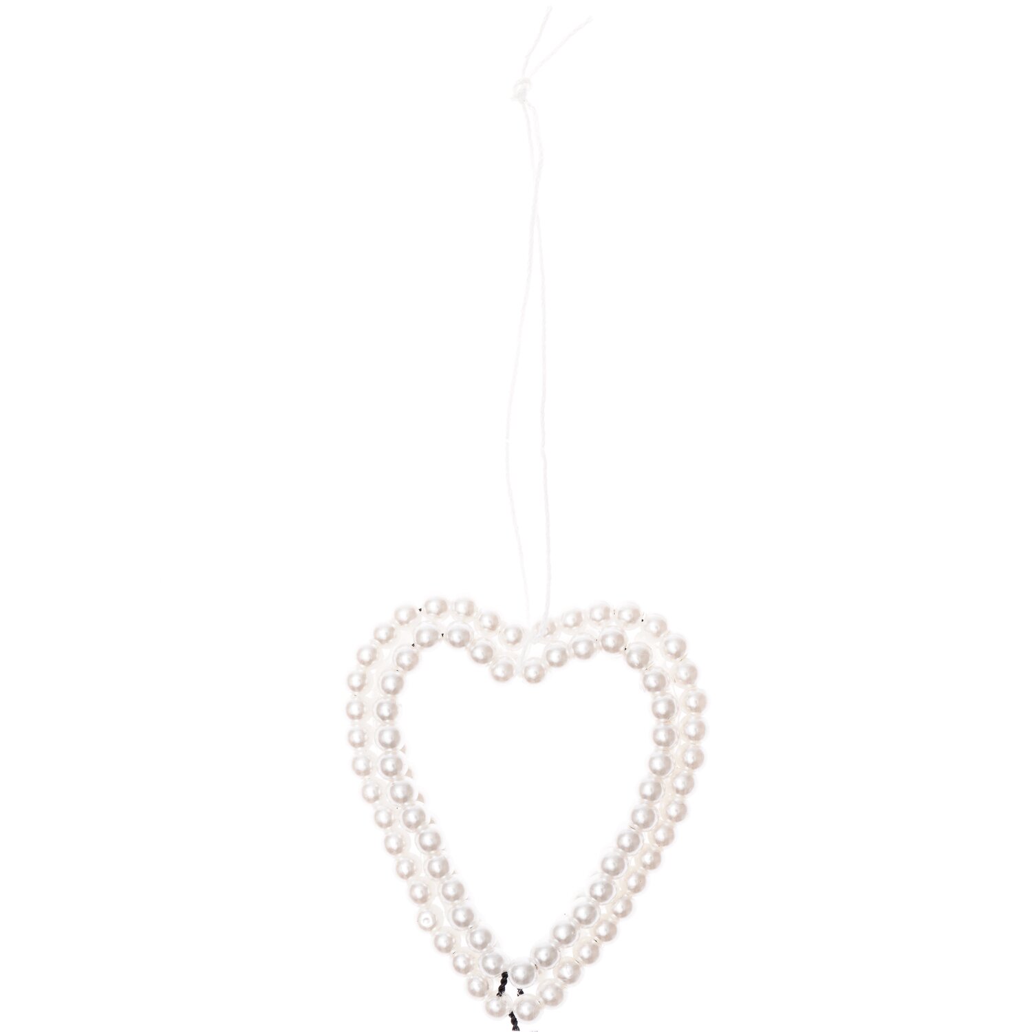 Perlenhänger Herz groß perlmutt: Weißer Herzanhänger aus Perlen, 58x70mm, von Rico Design. Ideal für Dekorationen und Geschenke.