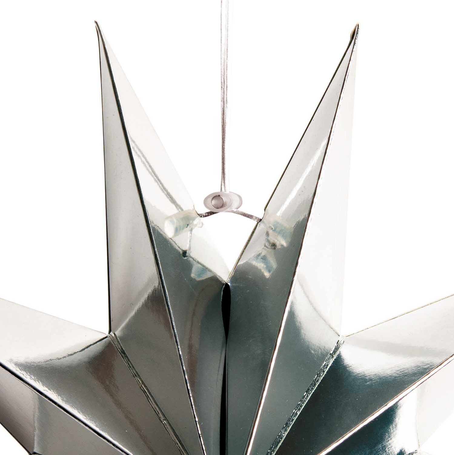 Papierstern auffaltbar 28cm von Rico Design in silber glänzend, ideal als festliche Dekoration.