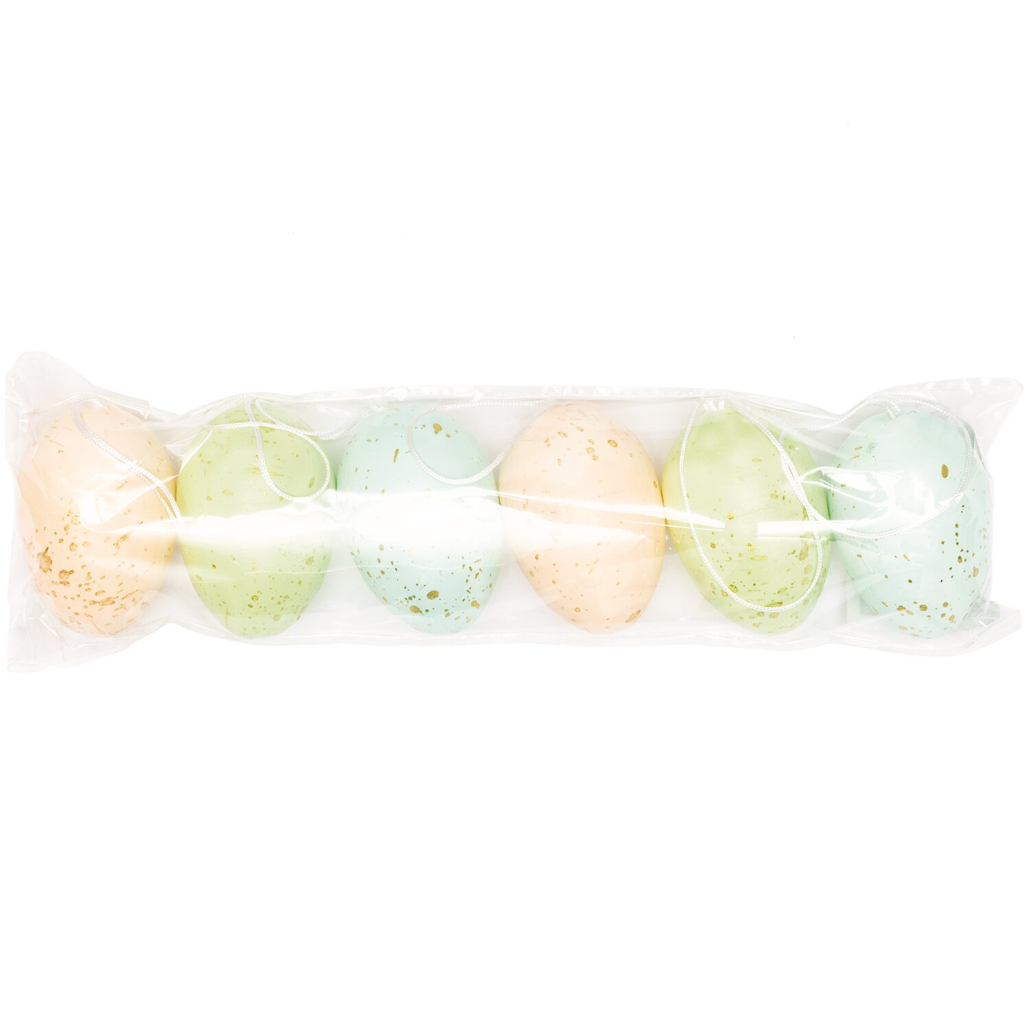 Eier zum Hängen pastell-gold Mix 6cm 6 Stück, dekorative Osterdekoration in sanften Farben.