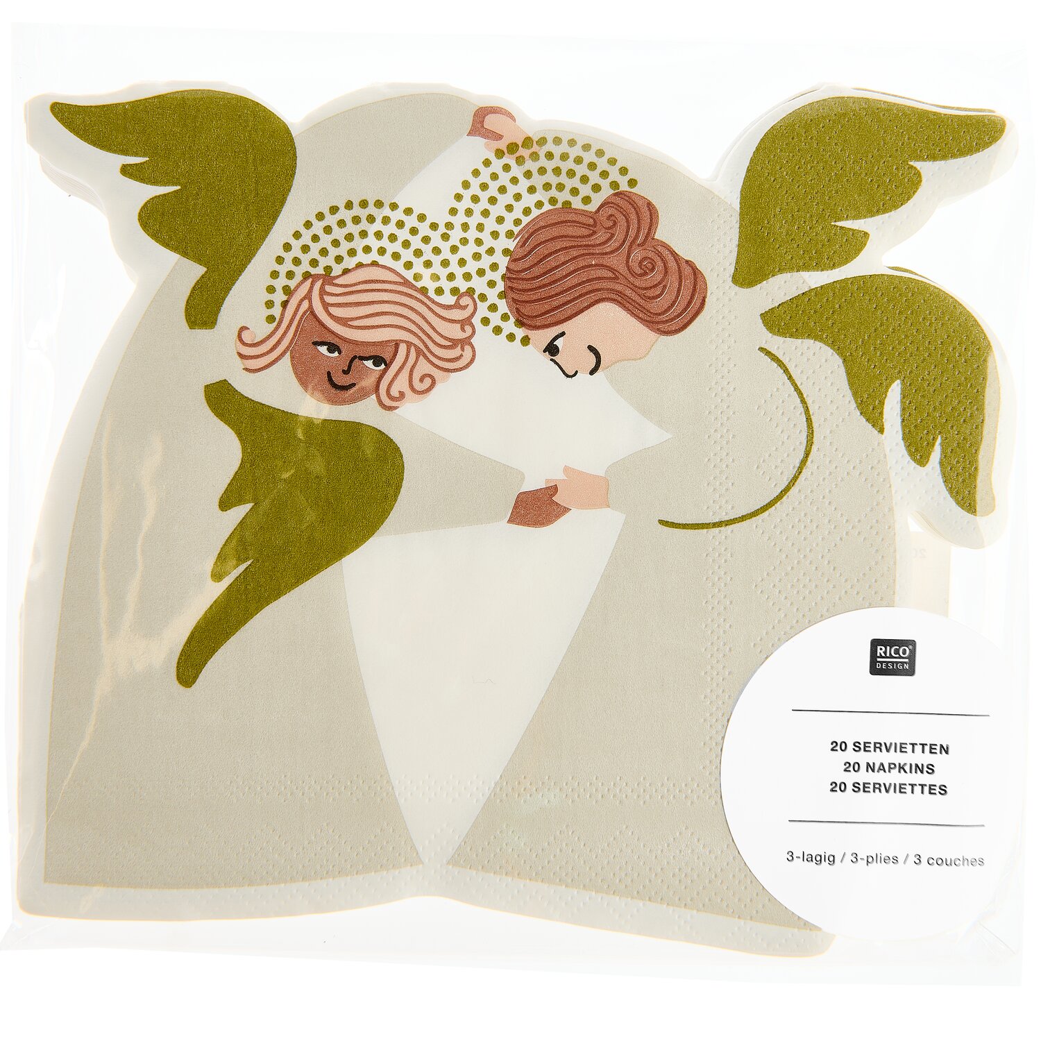 Servietten Advent Engel Hand in Hand 20 Stück 32,5x29cm von Rico Design