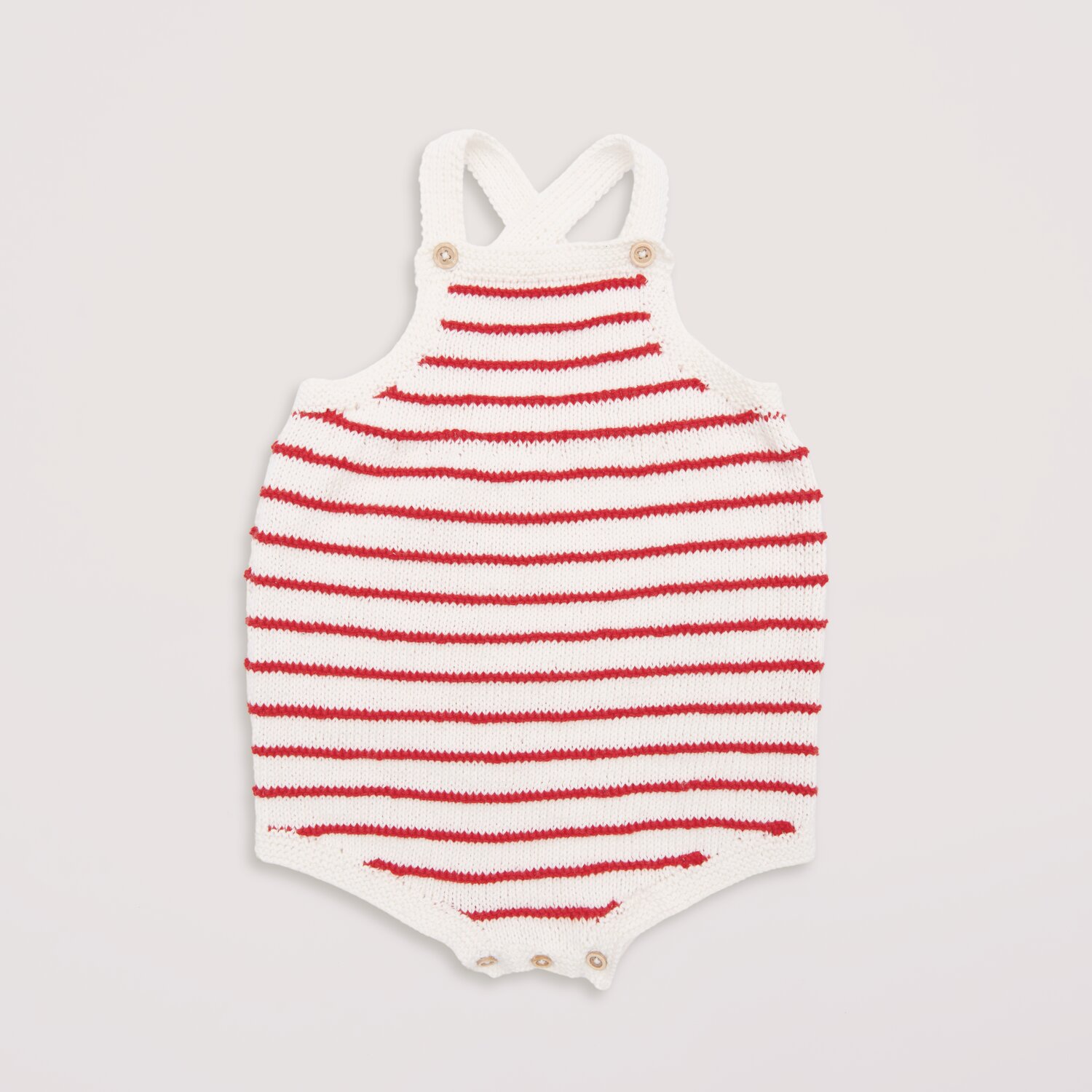 Strickset Strampler Modell 12 aus Baby Nr. 39 gestreift in Himbeere und Weiß, aus Baby Organic Cotton. Ideal für sommerliche Tage.