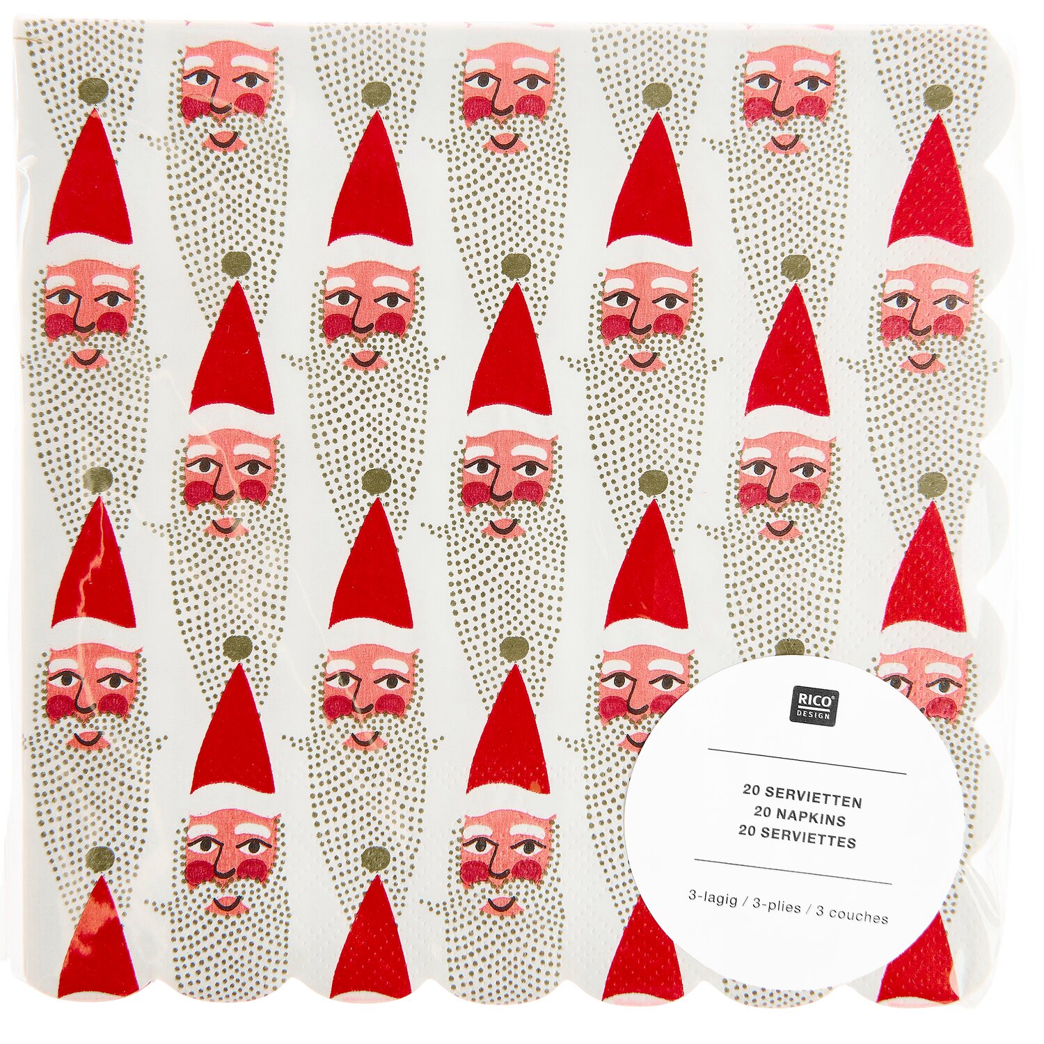 Servietten Advent Weihnachtsmann 20 Stück 32x31,5cm von Rico Design