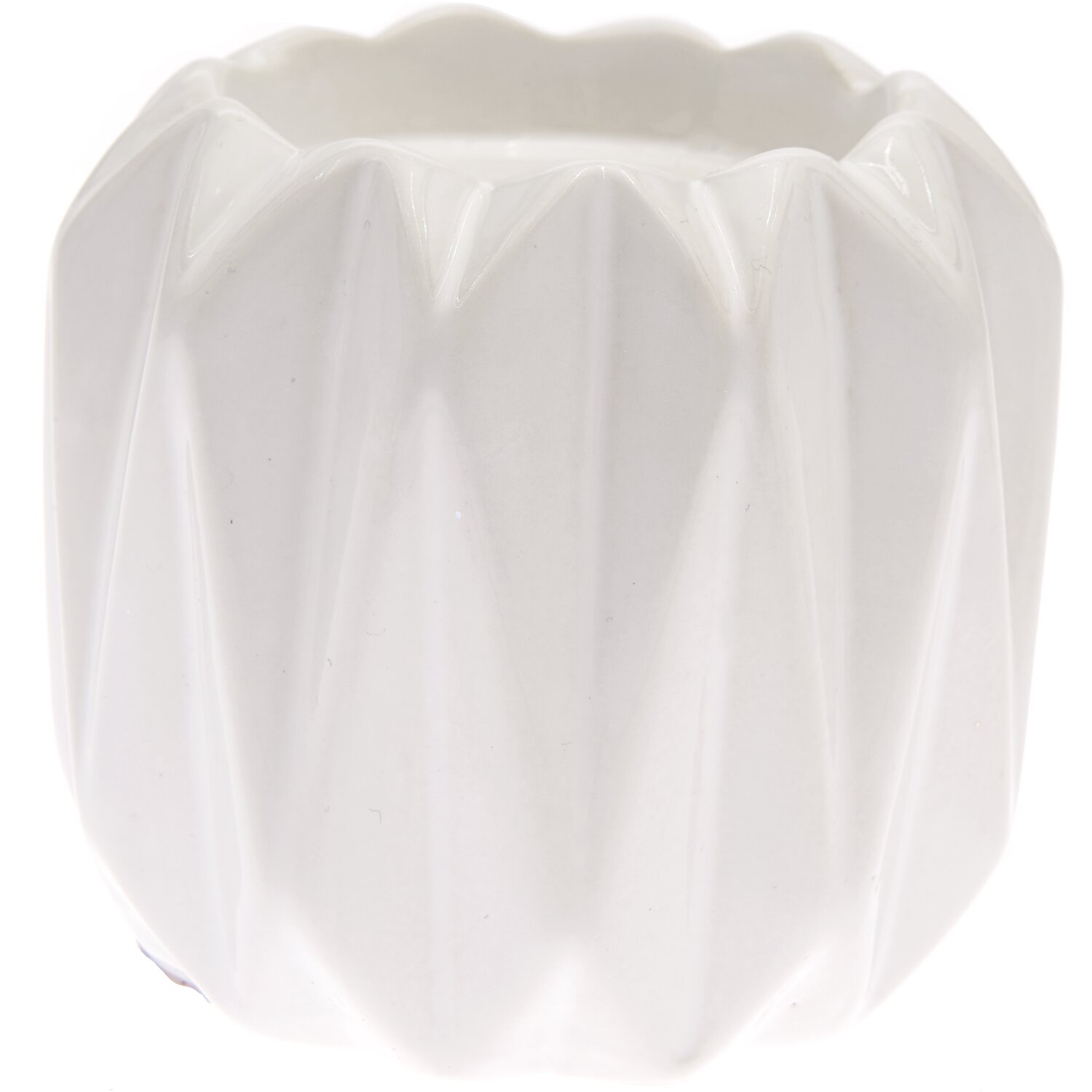 Porzellan-Teelichthalter weiß 8x8x8cm mit elegantem, gefaltetem Design von Rico Design.