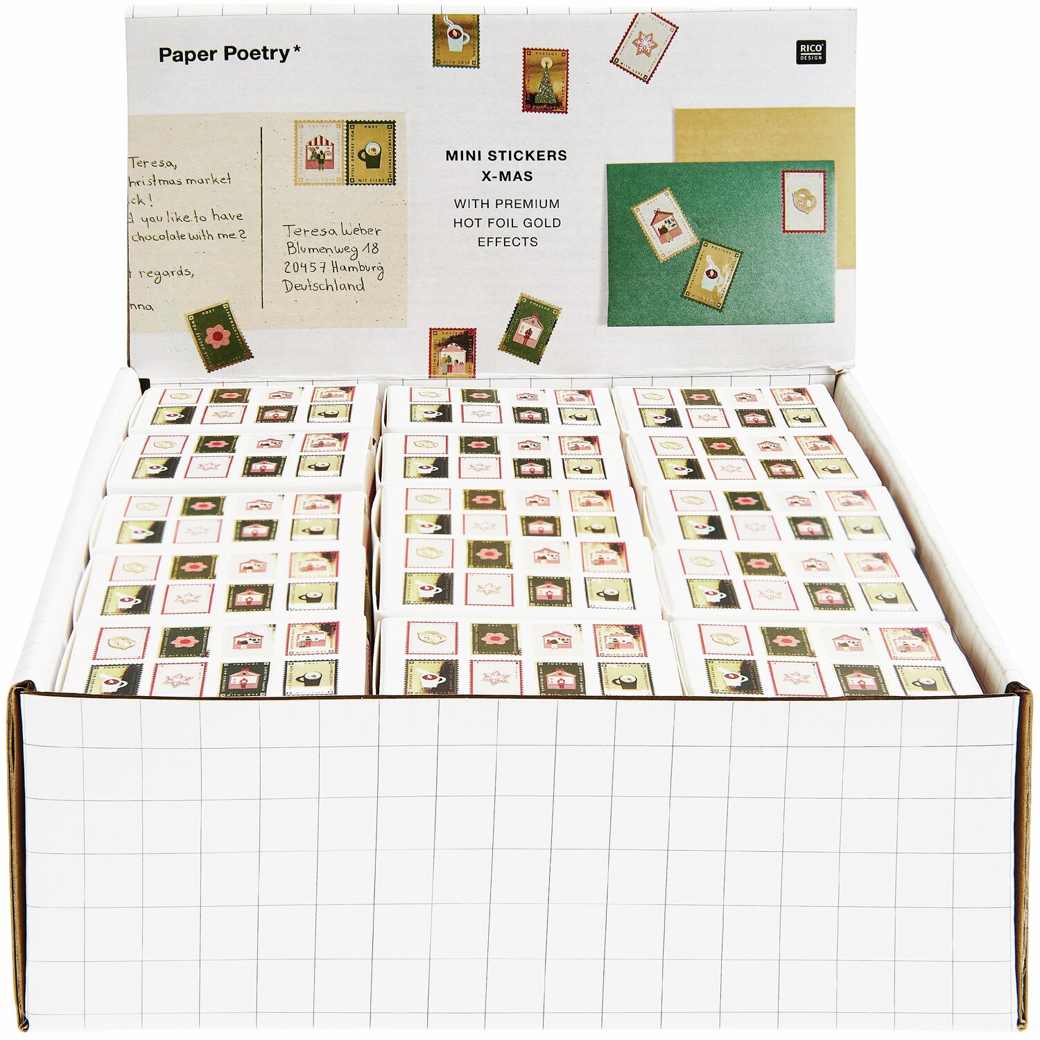 Paper Poetry Mini-Sticker Weihnachtsmarkt Briefmarken 120-teilig von Rico Design