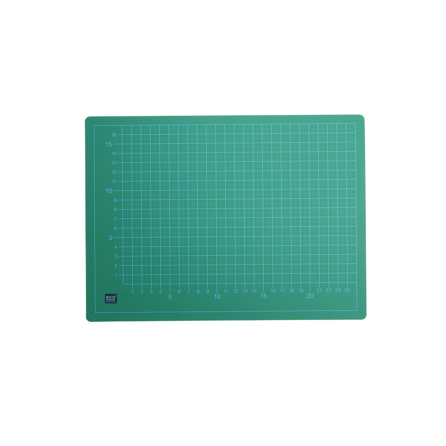 Schneidematte 22x30cm von Rico Design, grün mit Raster, ideal für präzises Schneiden.