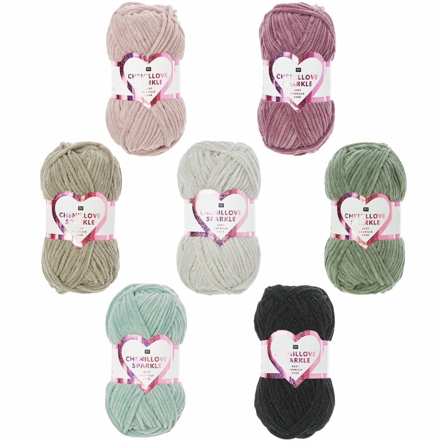 Creative Chenillove Sparkle 100g 110m Farbe Taupe von Rico Design Creative Chenillove Sparkle Sortiment, 70-teilig. Verschiedene Farben: Creme, Aqua, Salbei, Schwarz, Taupe, Altrosa, Beere. Ideal für Strickprojekte.