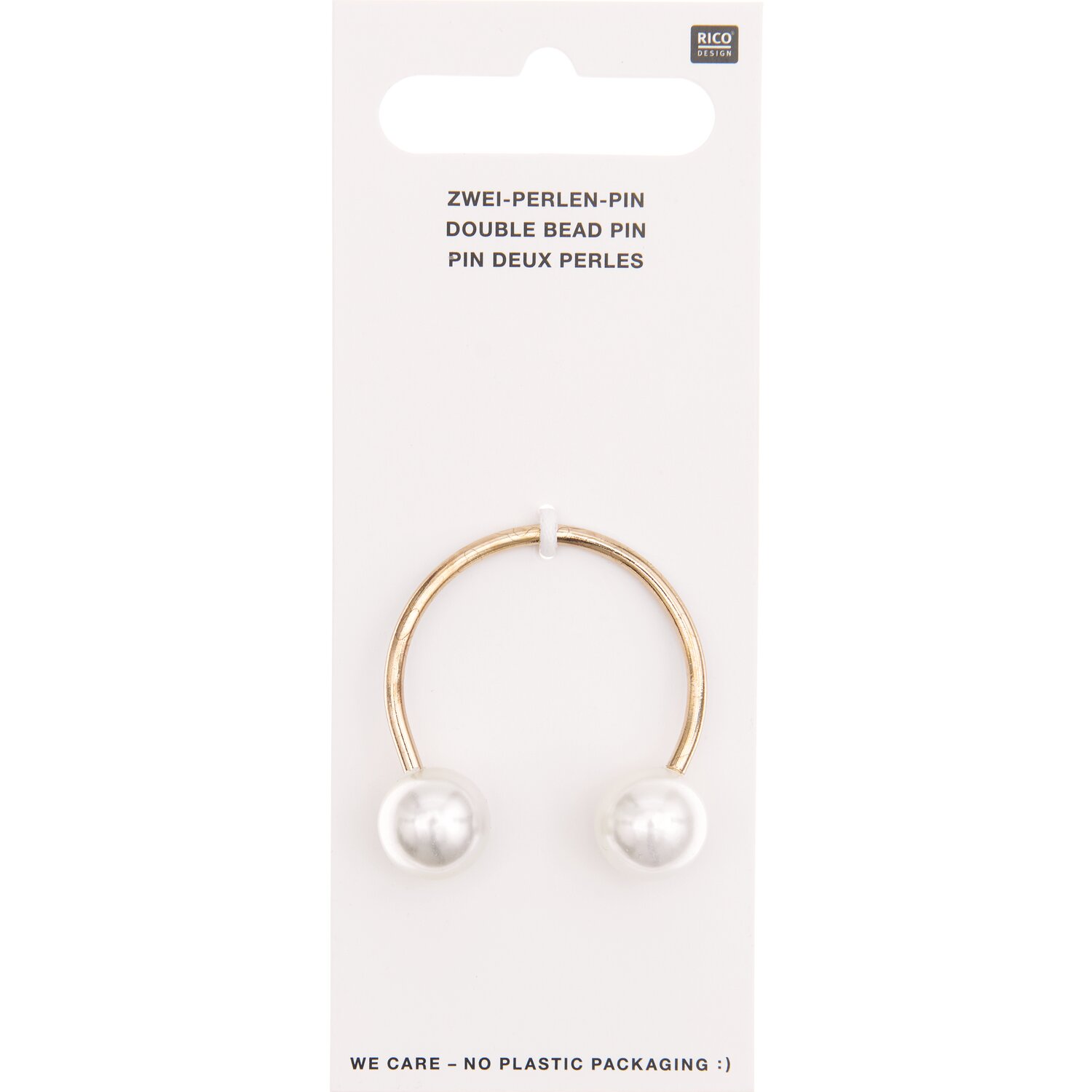 Zwei-Perlen-Pin rund 3,4cm von Rico Design