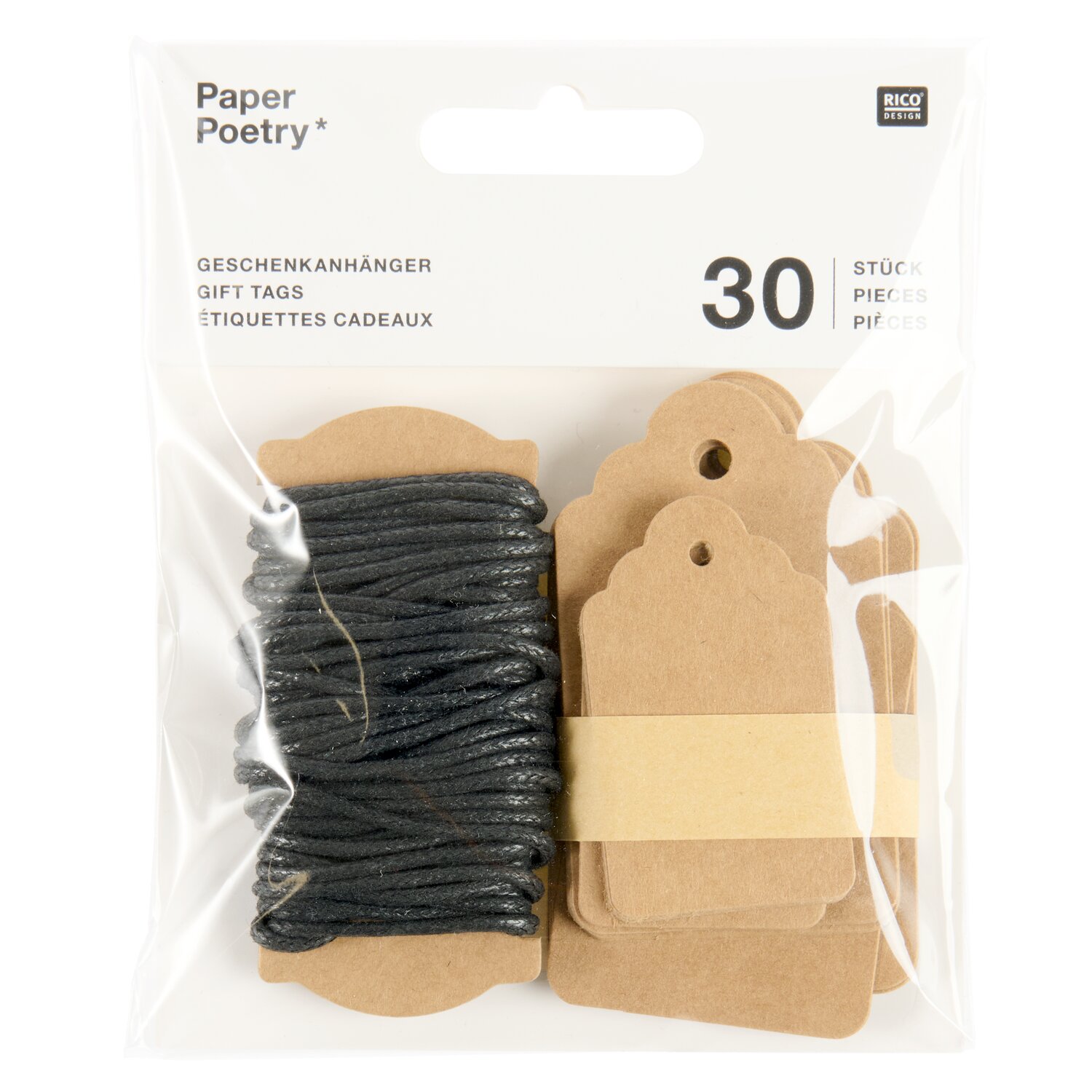 Paper Poetry Geschenkanhänger Ornament braun 30 Stück von Rico Design