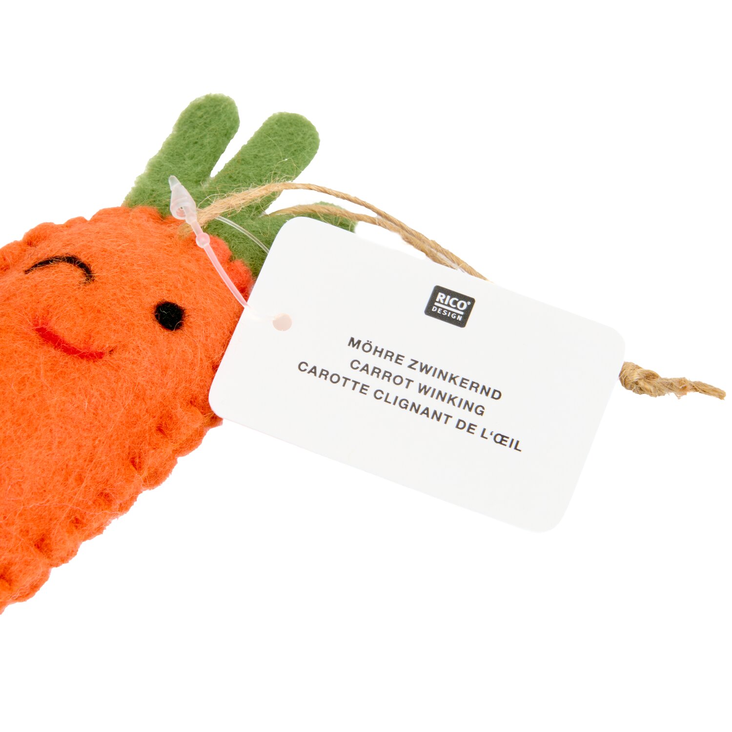 Aufhänger Filz-Möhre Zwinkernd 2D 11,4x4,6x2,3cm von Rico Design