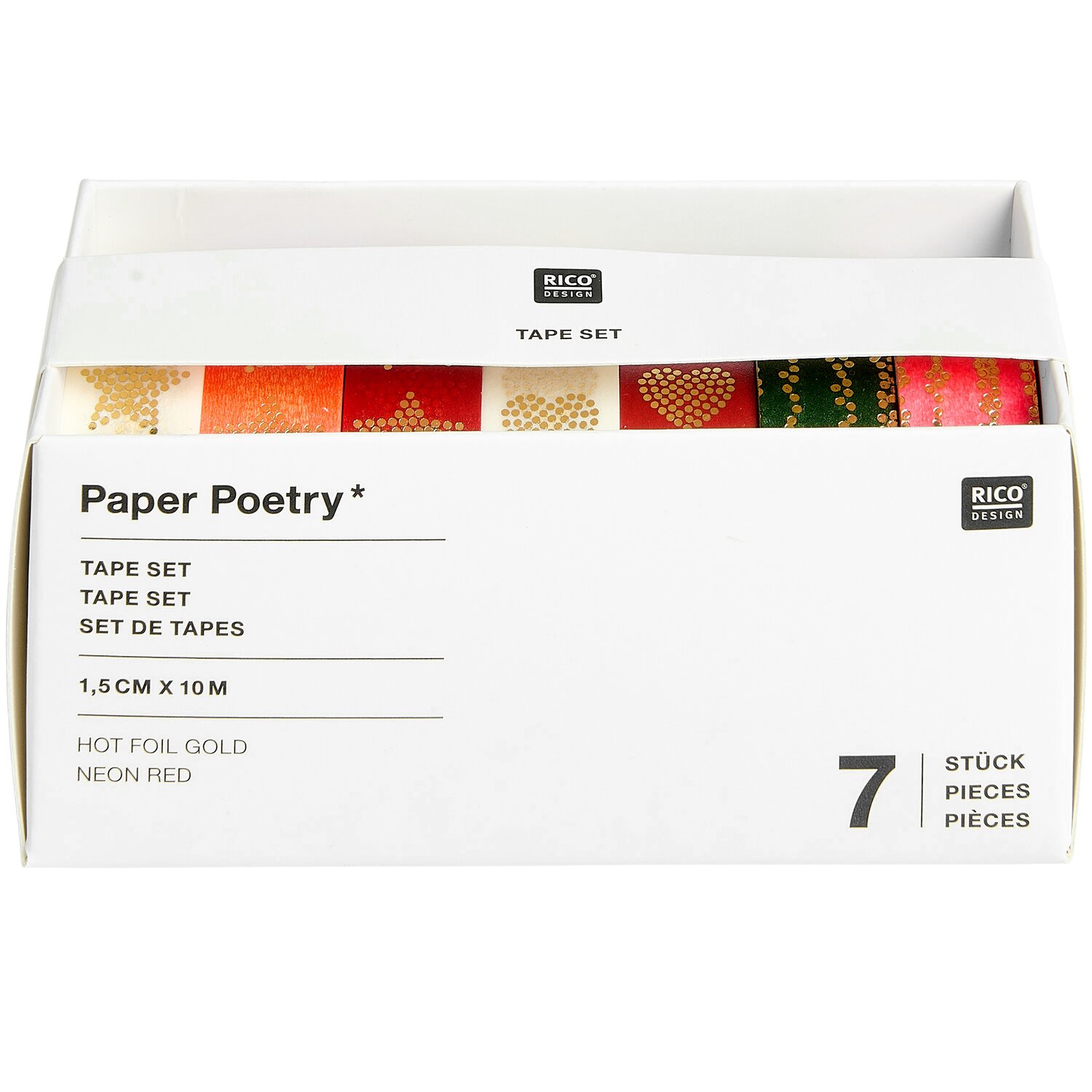 Paper Poetry Maxi Tape Set Advent Sterne/Herzen 7 Stück 1,5cmx10m von Rico Design