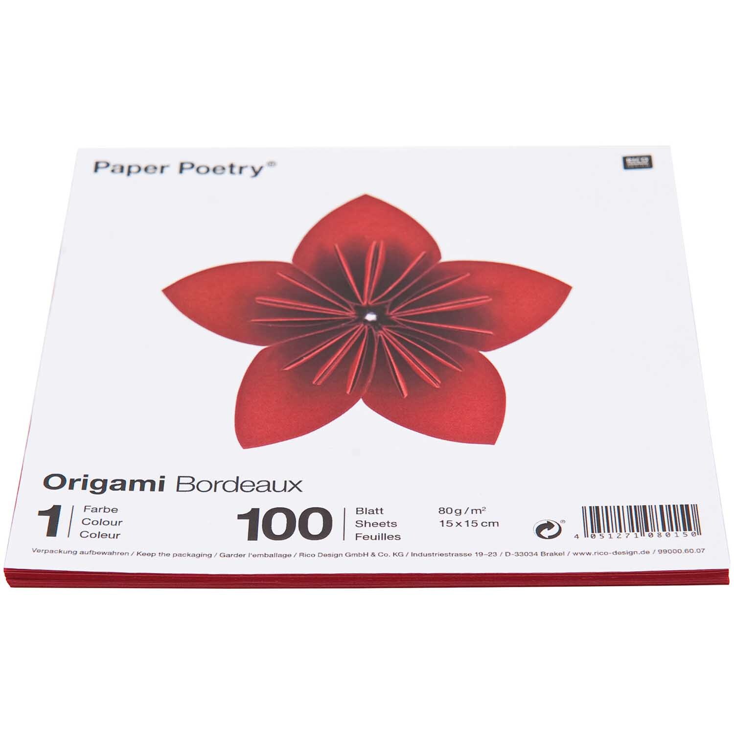 Paper Poetry Origami bordeaux 15x15cm 100 Blatt Paper Poetry Origami bordeaux 15x15cm 100 Blatt