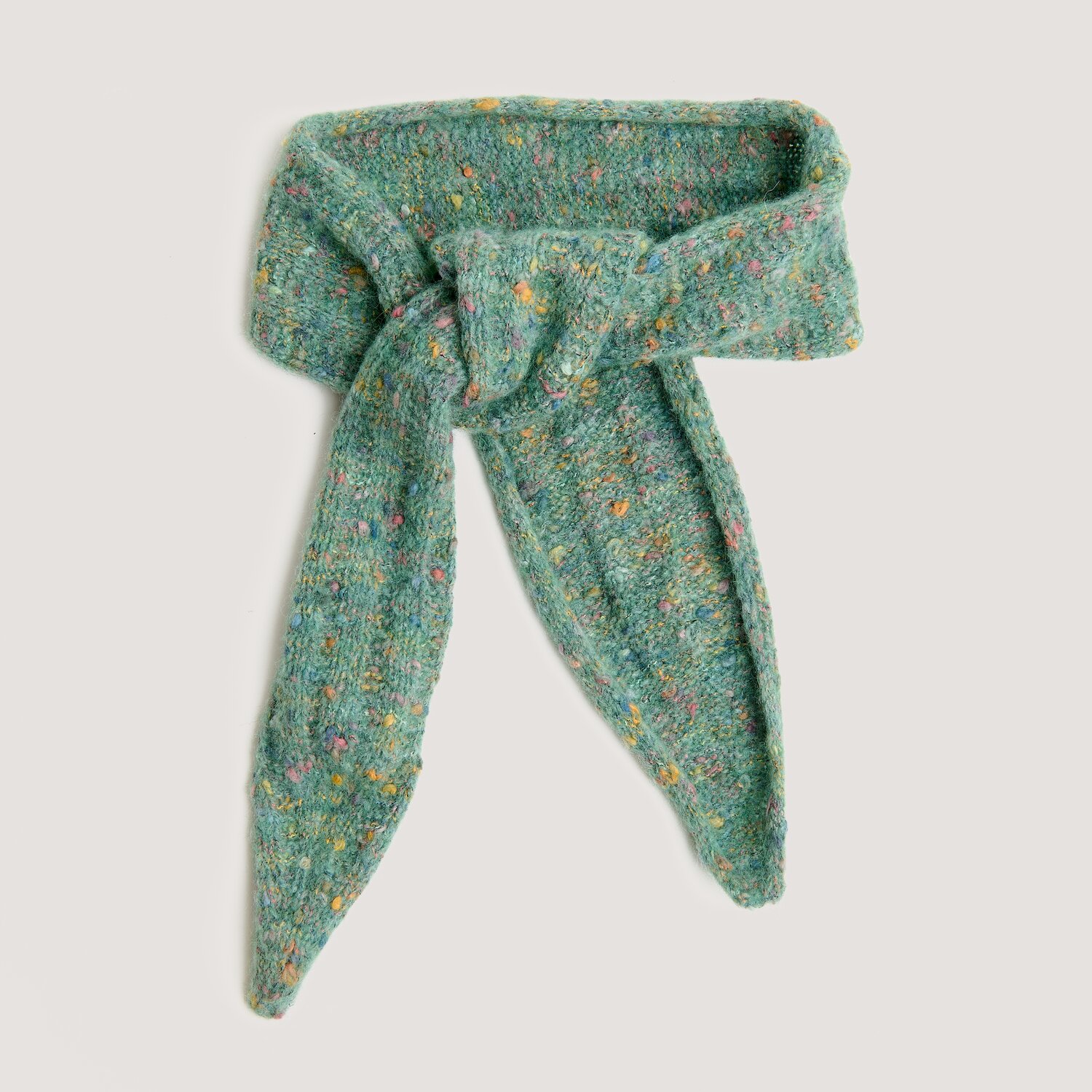 Fashion Cotton Alpaca Fun Neps, leichtes Strickhalstuch aus grün melierter Wolle mit bunten Noppen, von Rico Design, Garnstärke 50g 215m