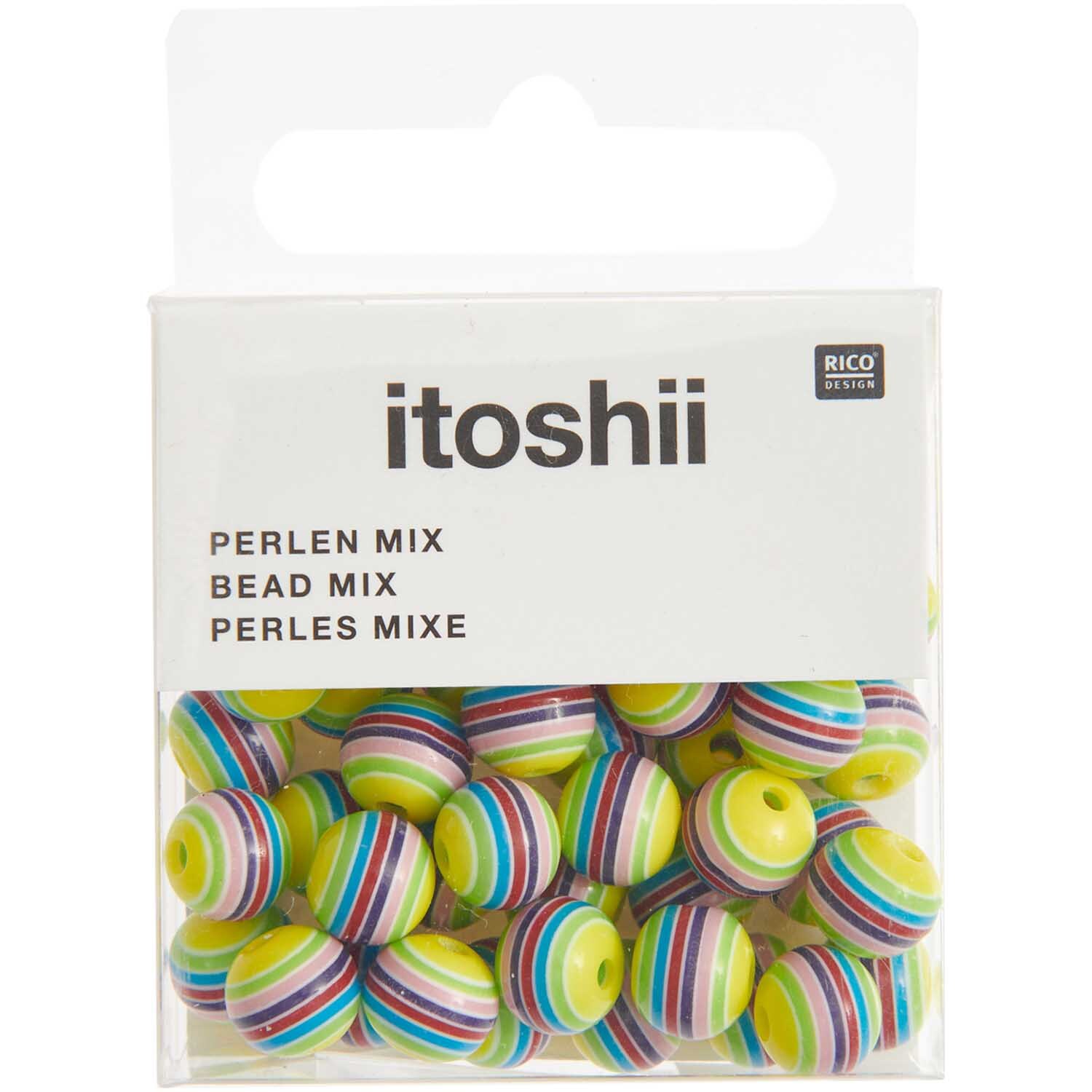 itoshii Gestreifte Perlen lila-gelb Mix 8mm 48 Stück itoshii Gestreifte Perlen lila-gelb Mix 8mm 48 Stück