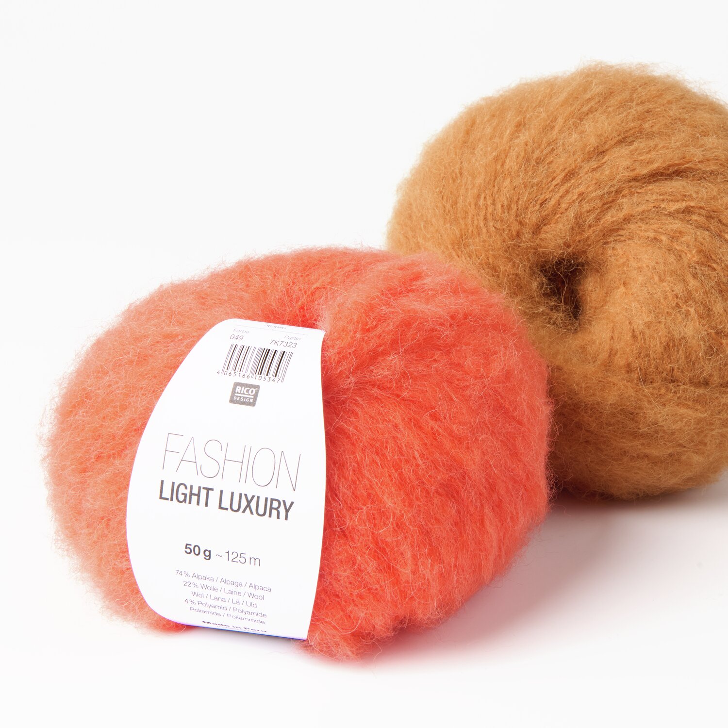 Fashion Light Luxury Wolle in Orange und Braun, 50g 125m, ideal für kreative Strickprojekte.