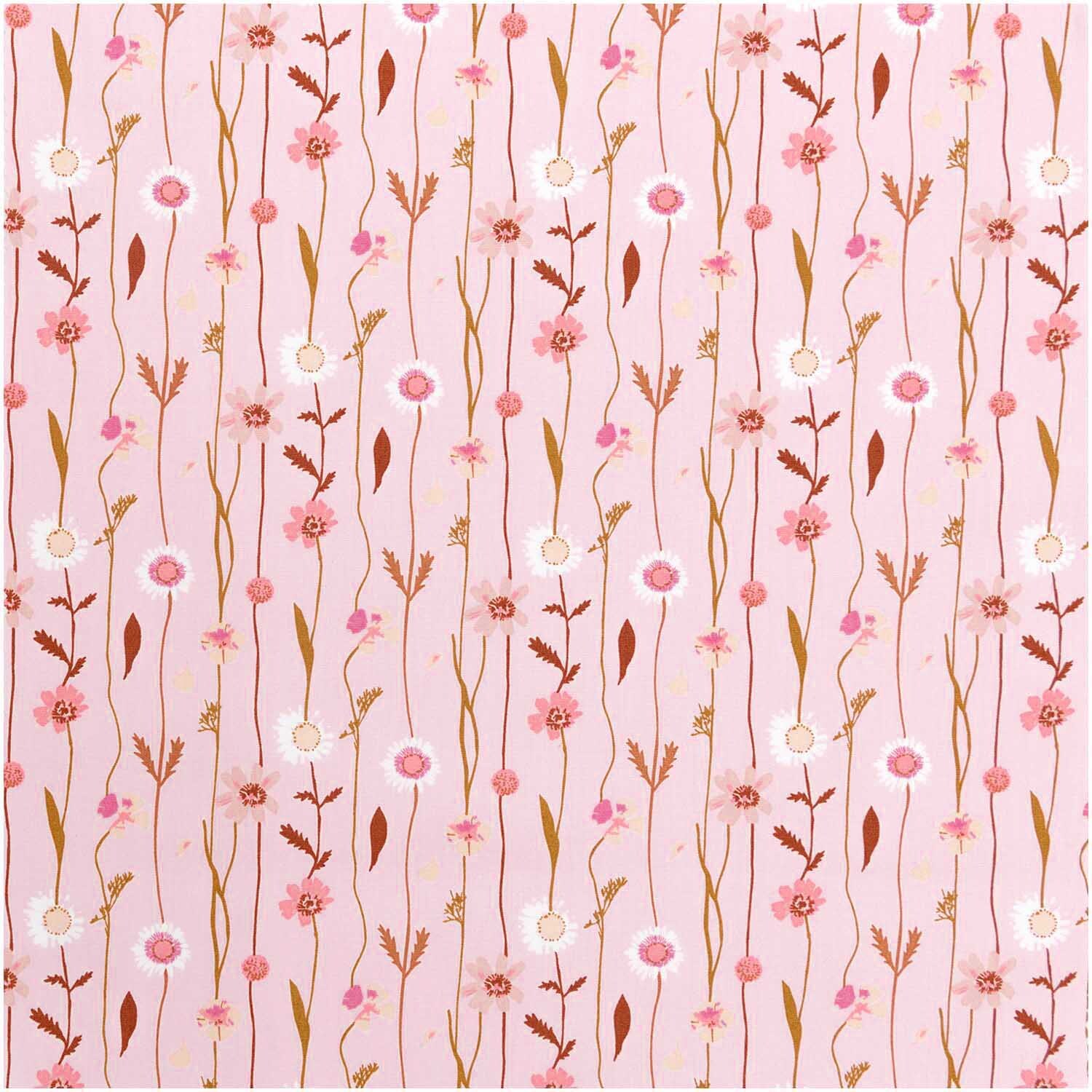 Stoffabschnitt Druckstoff Wildblumen rosa 50x140cm