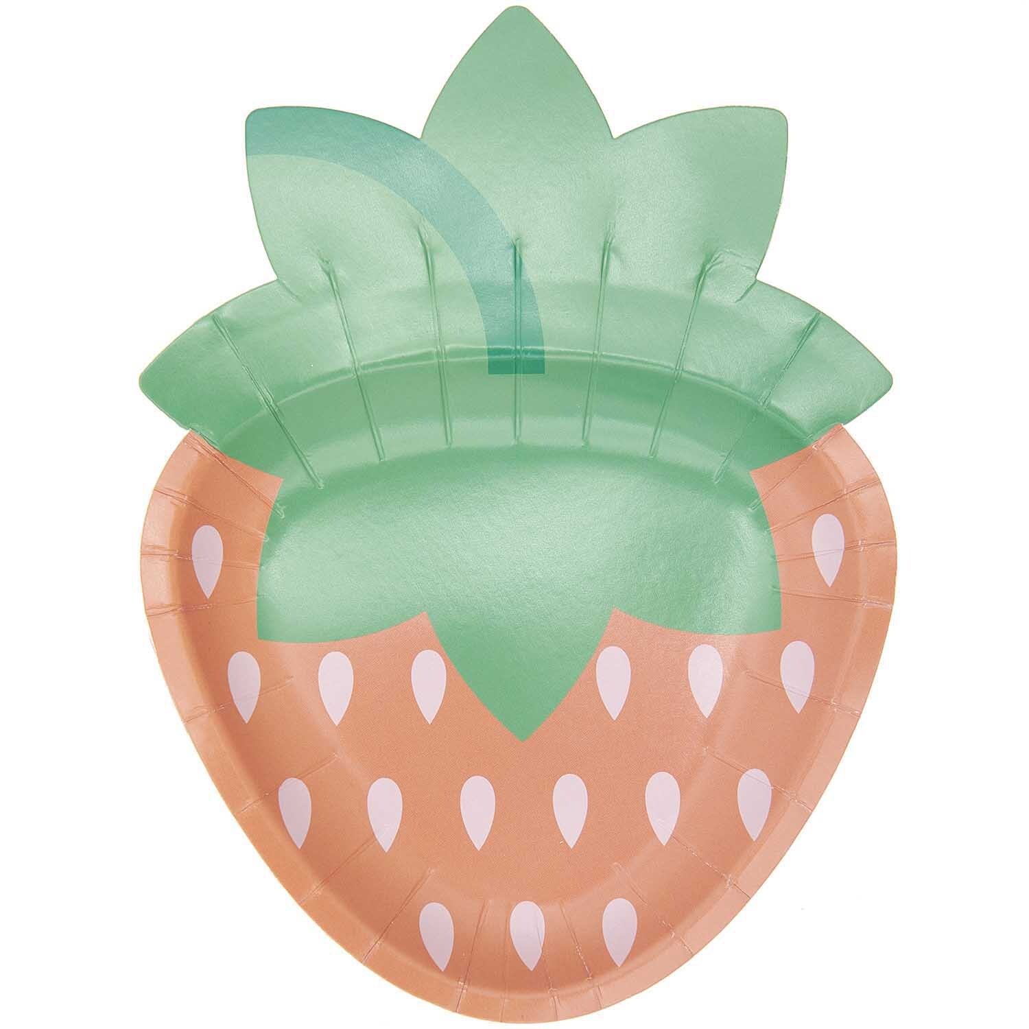 Pappteller Erdbeere 17x23cm 8 Stück