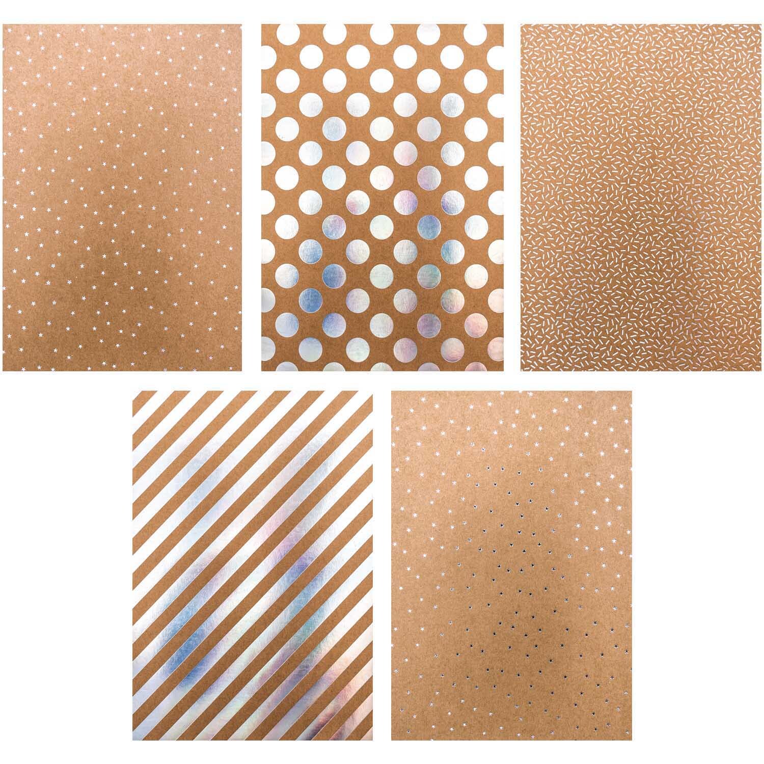 Paper Poetry Kraftpapier Block Streifen 270g/m² 20 Blatt Hot Foil von Rico Design