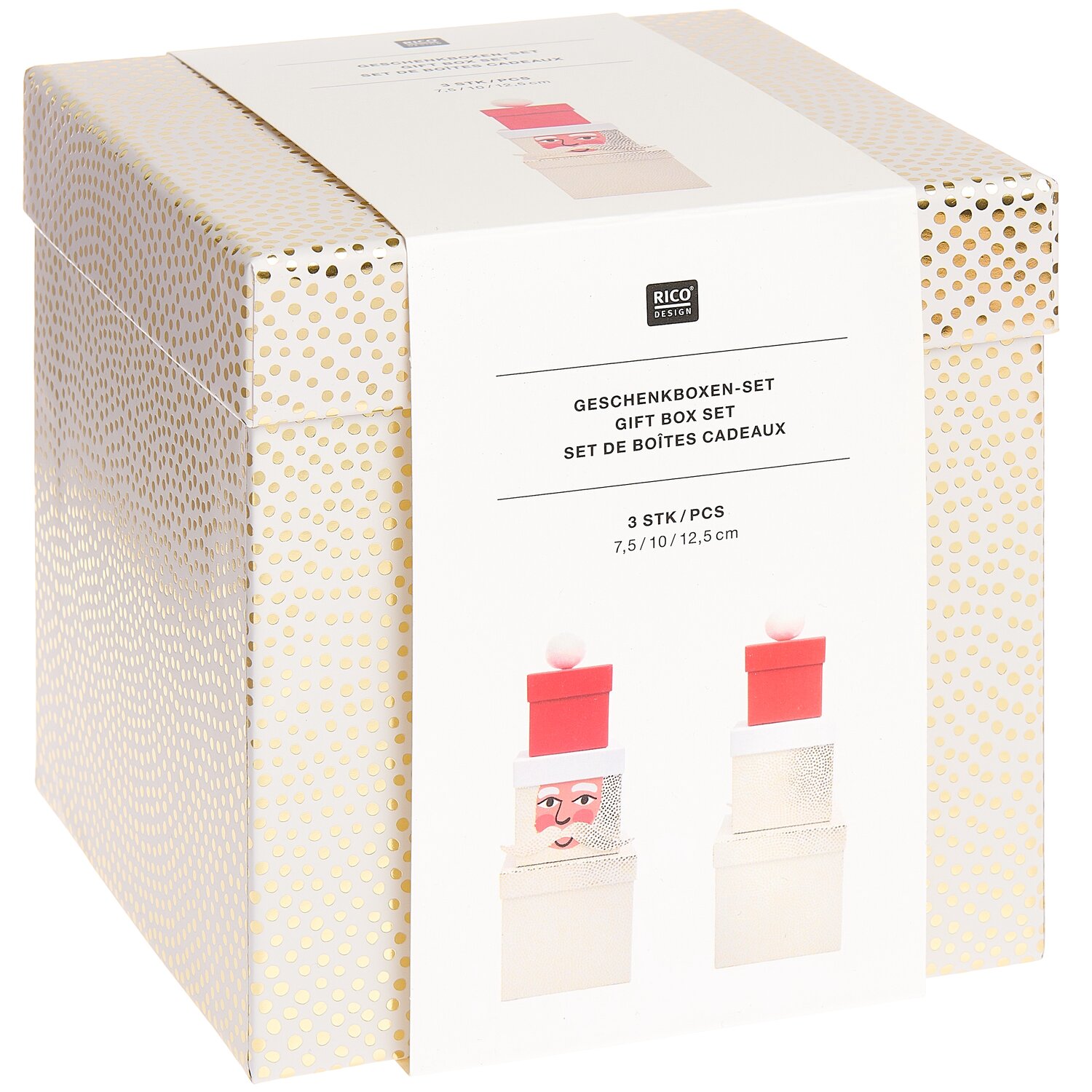 Geschenkboxen Set Advent Weihnachtsmann 3 Stück von Rico Design