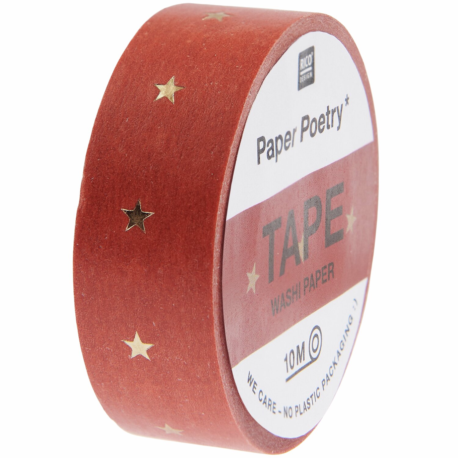 Paper Poetry Tape Sterne Weihnachtsmarkt Rostrot/Gold 1,5cm 10m von Rico Design
