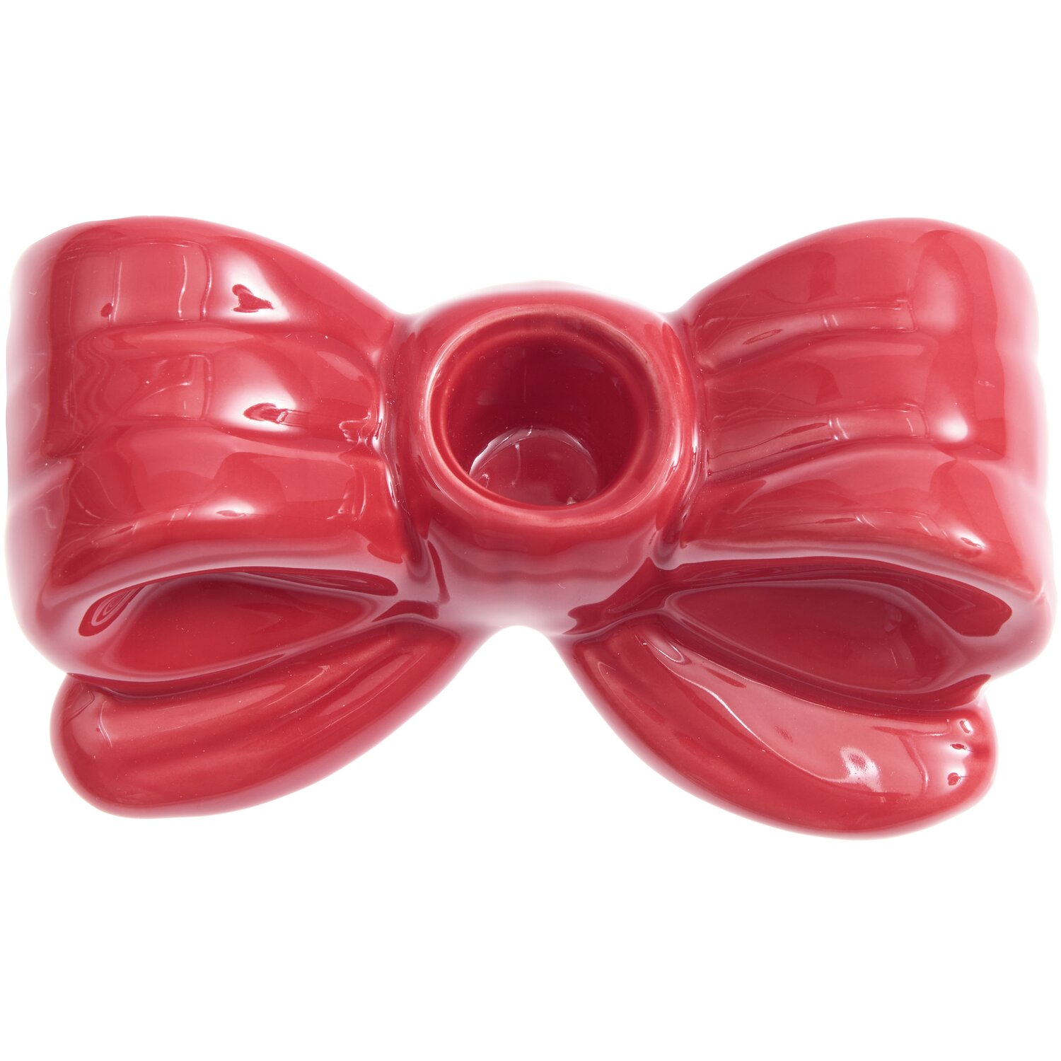 Porzellan Kerzenhalter Schleife  5x12,3x6,3cm Farbe Rot von Rico Design