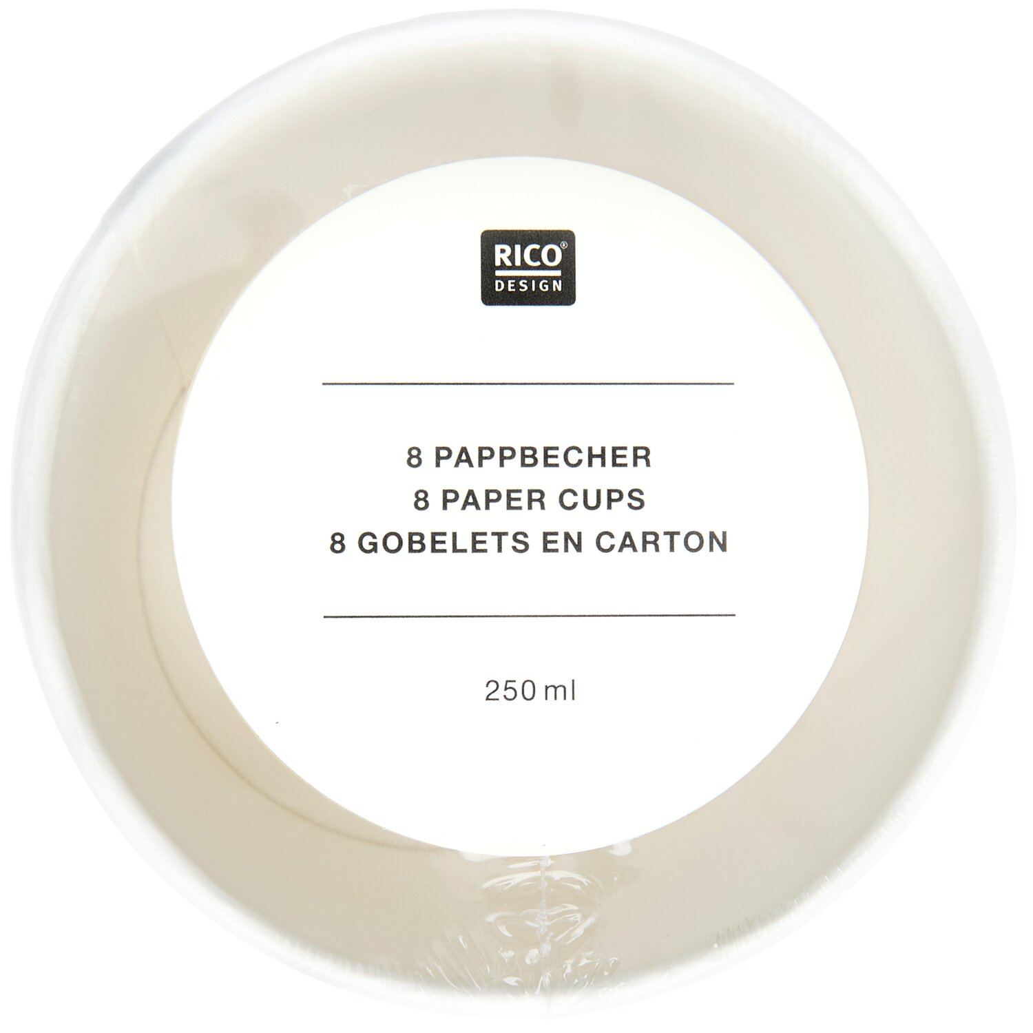 Pappbecher Gräser Elfenbein/Schwarz 8 Stück 250ml von Rico Design