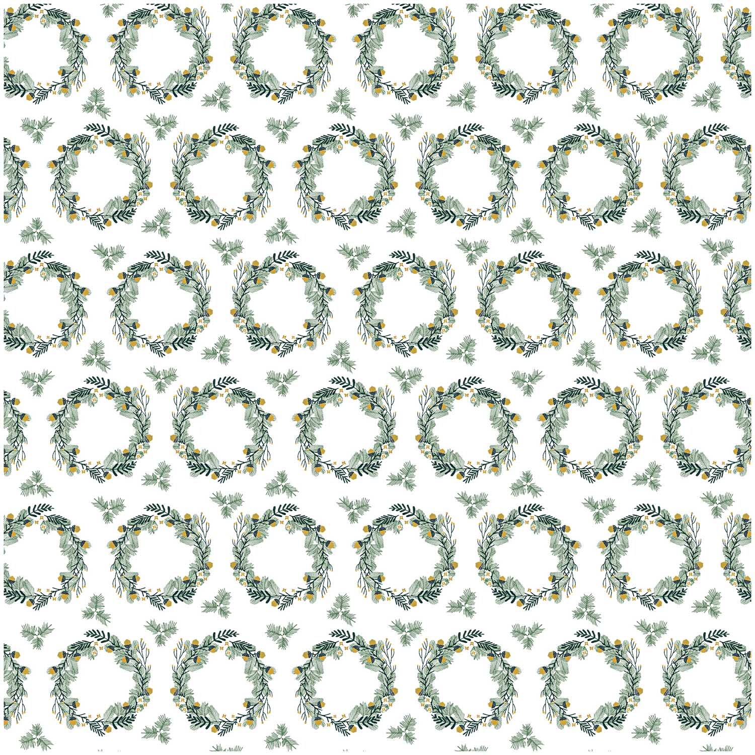 Stoff weiß Kranz klein mit gold 140cm Stoff weiß Kranz klein mit gold 140cm