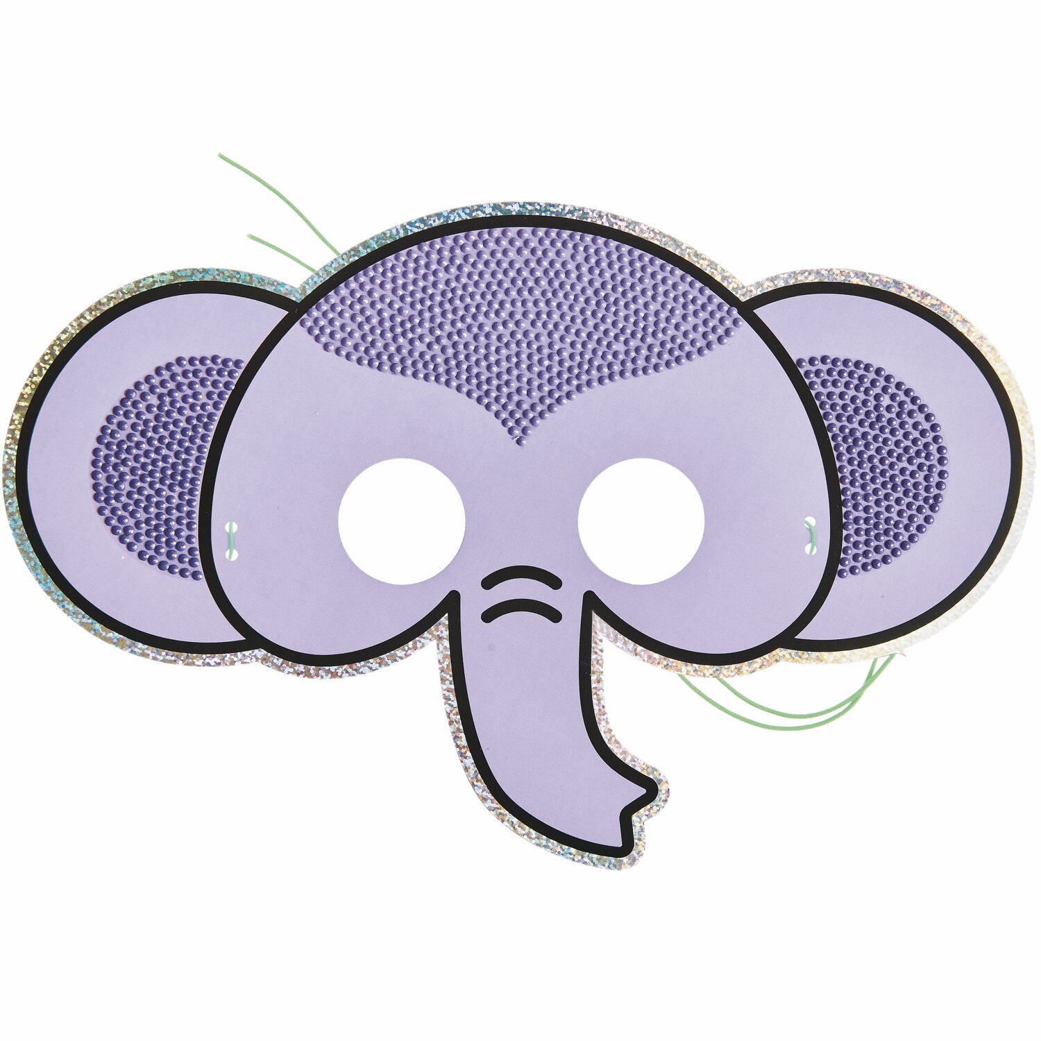 Diamond Painting Masken Tiere, lila Elefantenmaske von Rico Design, verziert mit glitzernden Details. Ideal für kreative Bastelprojekte.