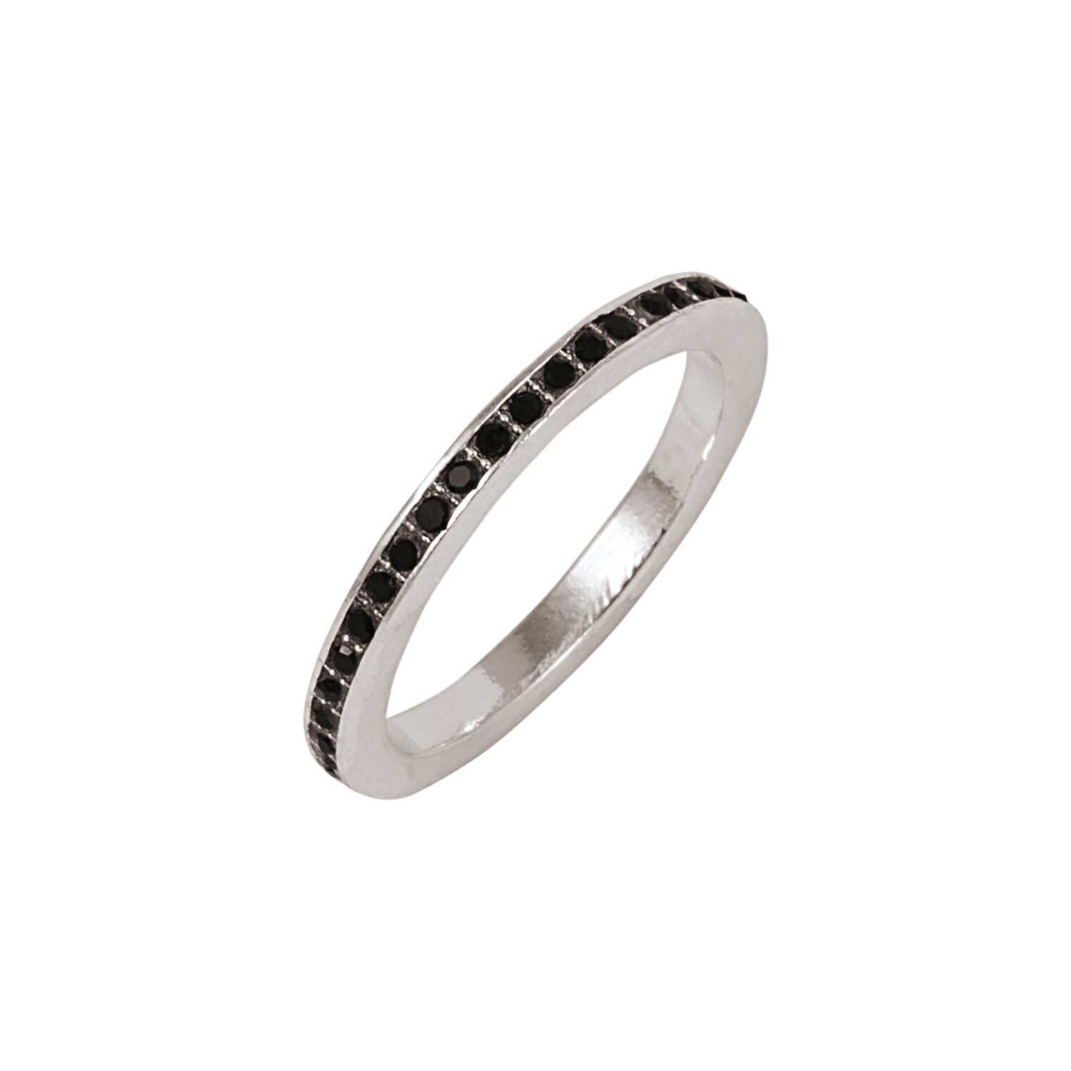 Ring Strass schwarz 16mm von Rico Design: Eleganter, schmaler Ring mit schwarzen Strasssteinen, ideal für stilvolle Anlässe.
