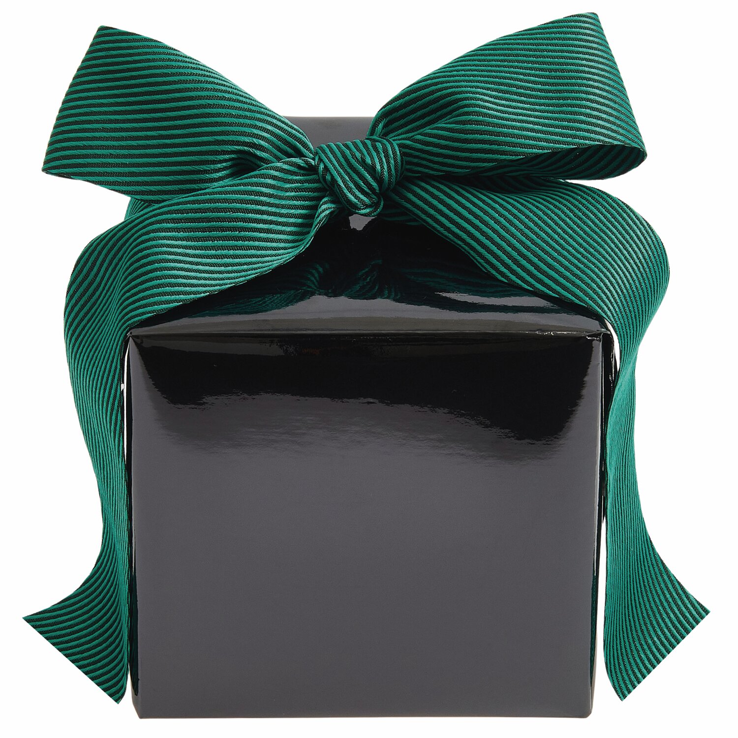 Geschenkpapier Lack 200x70cm 100g/m² Farbe Schwarz von Rico Design Geschenkpapier Lack 200x70cm umhüllt ein Geschenk mit grünem Band, ideal für stilvolle Anlässe.