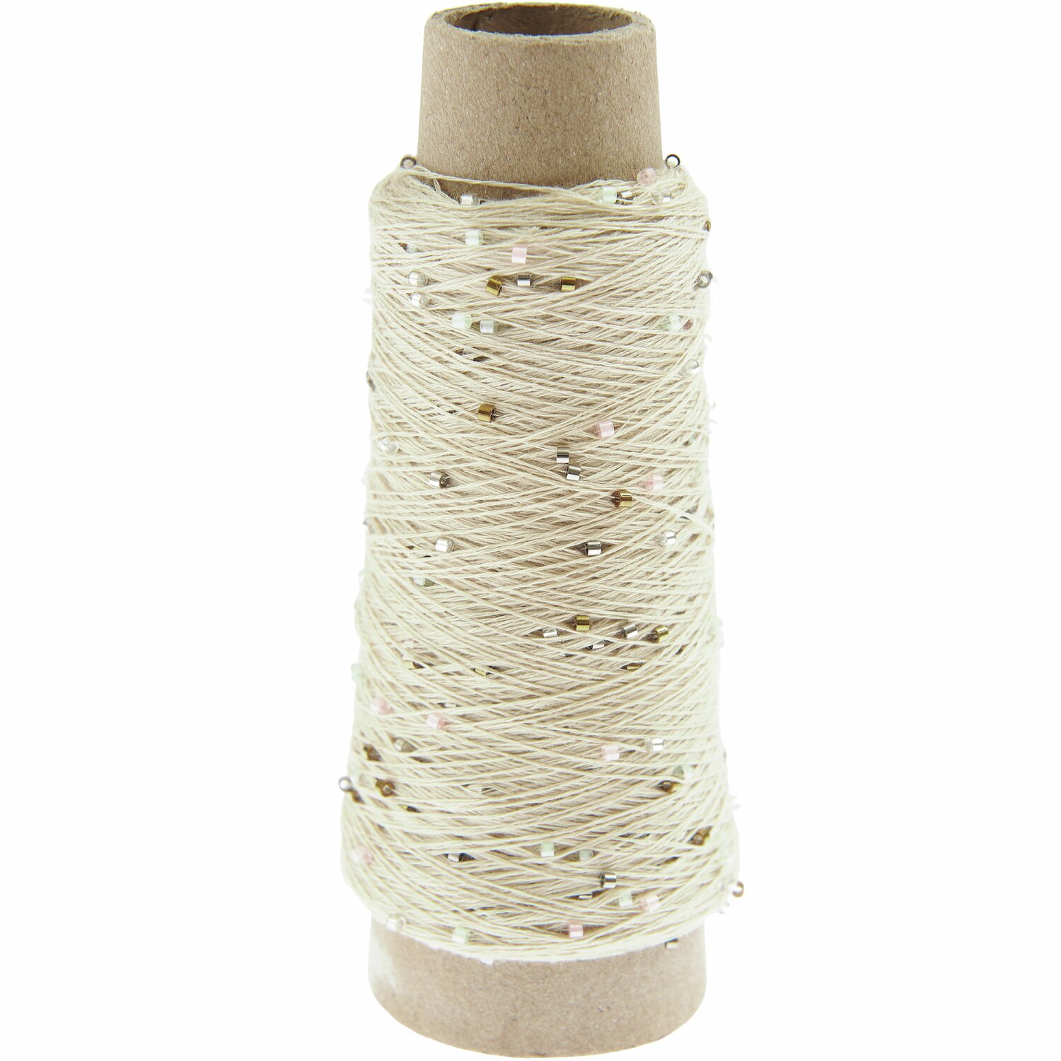 Creative Make It Perlchen, Mondstein: Garnrolle mit Perlchen, 25g 255m, beige, ideal für kreative Projekte.
