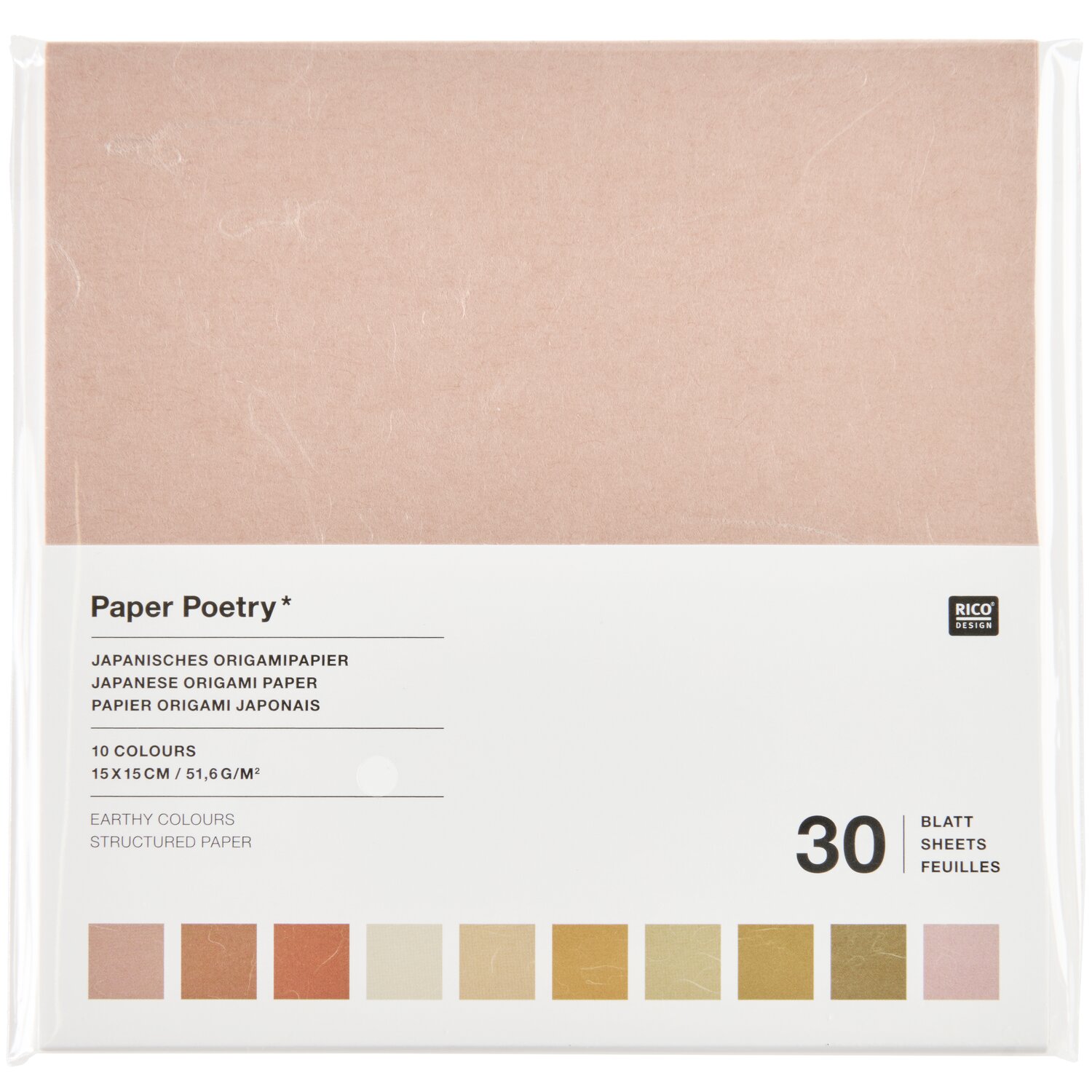 Paper Poetry Japanese Origami Earthy Colours 30 Blatt 15x15cm von Rico Design