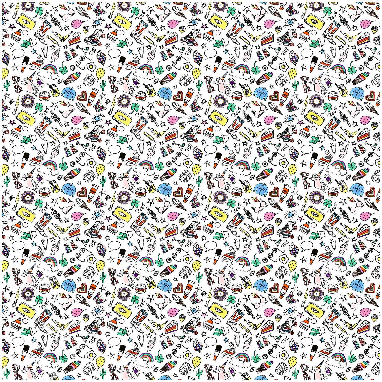 Stoff Jersey Icons weiß-mehrfarbig 70x100cm Stoff Jersey Icons weiß-mehrfarbig 70x100cm