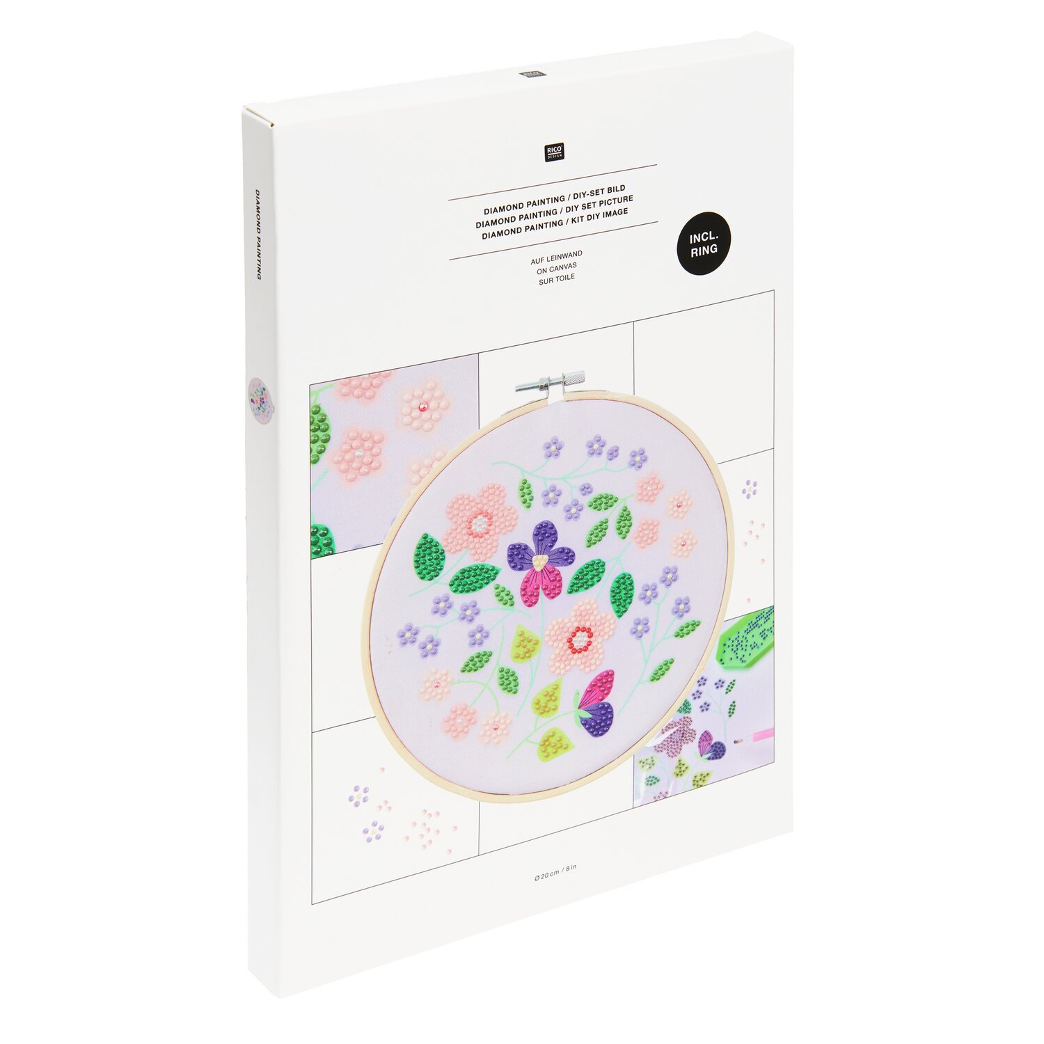 Diamond Painting DIY-Set Schimmernde Blumen 19-teilig Ø20cm von Rico Design