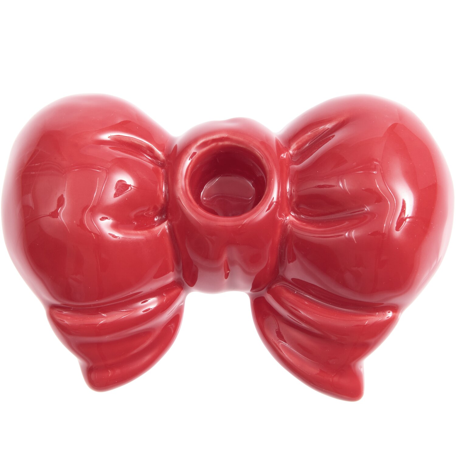 Porzellan Kerzenhalter Schleife rund Rot 4,1x13,3x9,1cm von Rico Design
