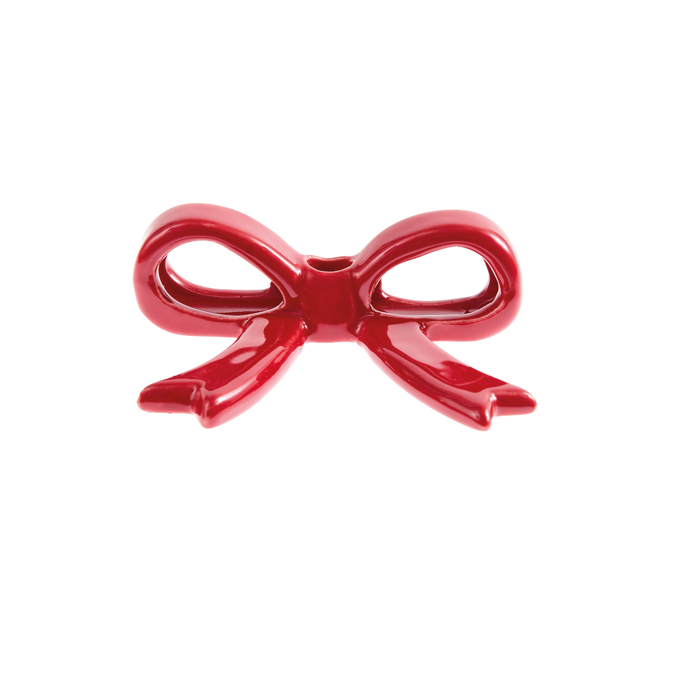 Roter Keramik Kerzenhalter in Schleifenform