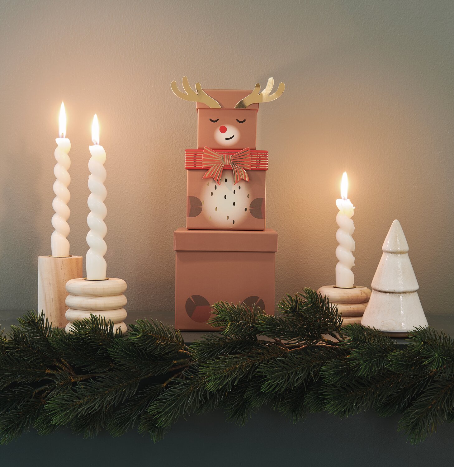 Geschenkboxen-Set Rentier 5-teilig von Rico Design