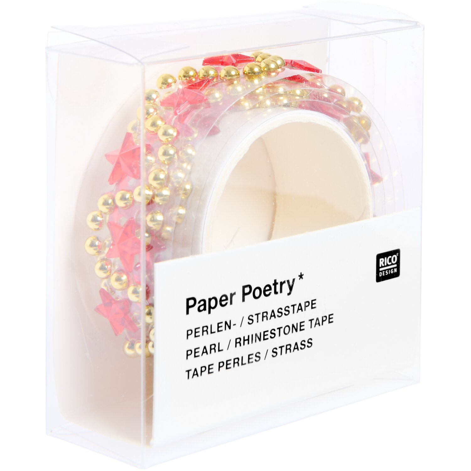 Tape Strass Perlen Sterne Farbe Rot/Gold von Rico Design